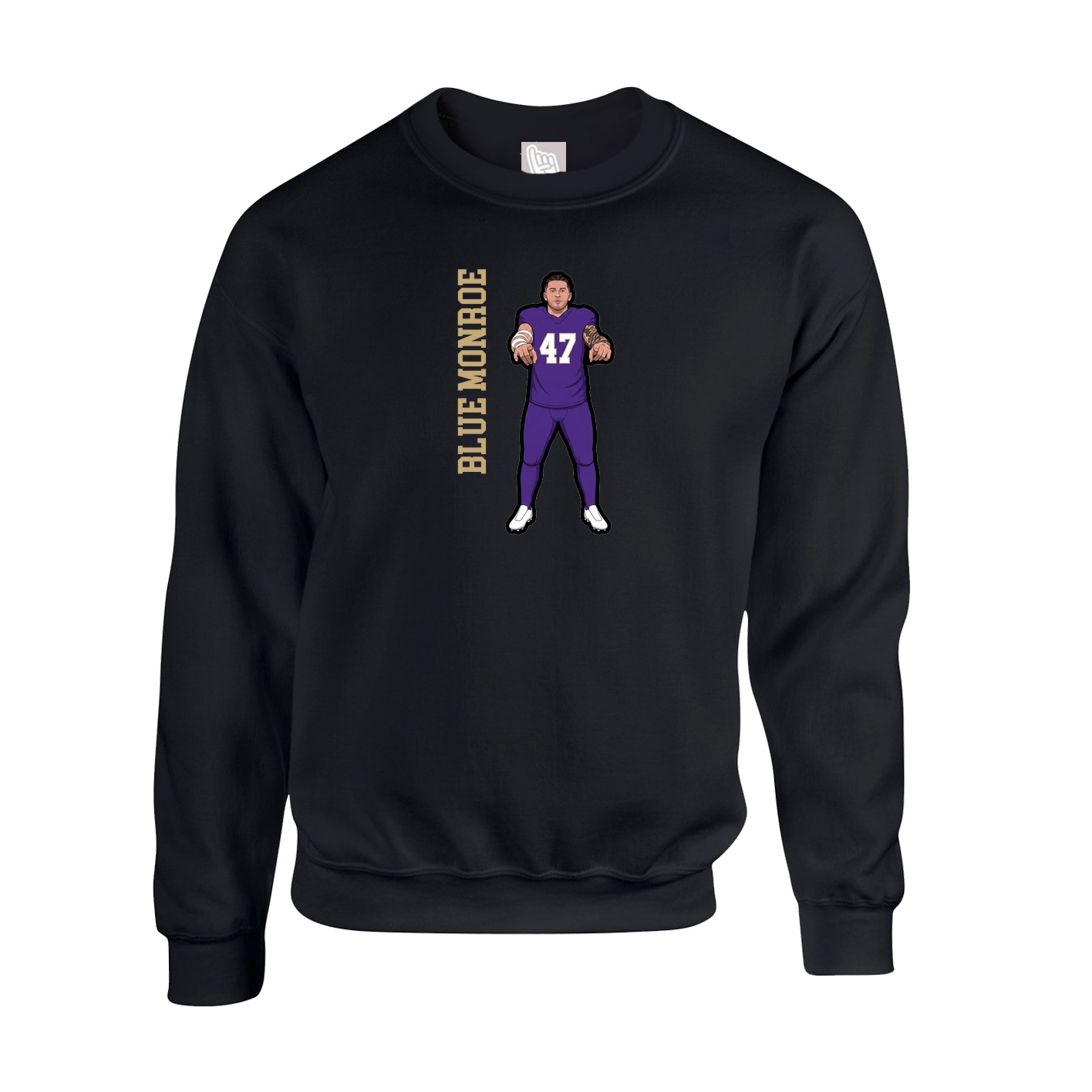 Fleece Crew — Name Vertical in Black