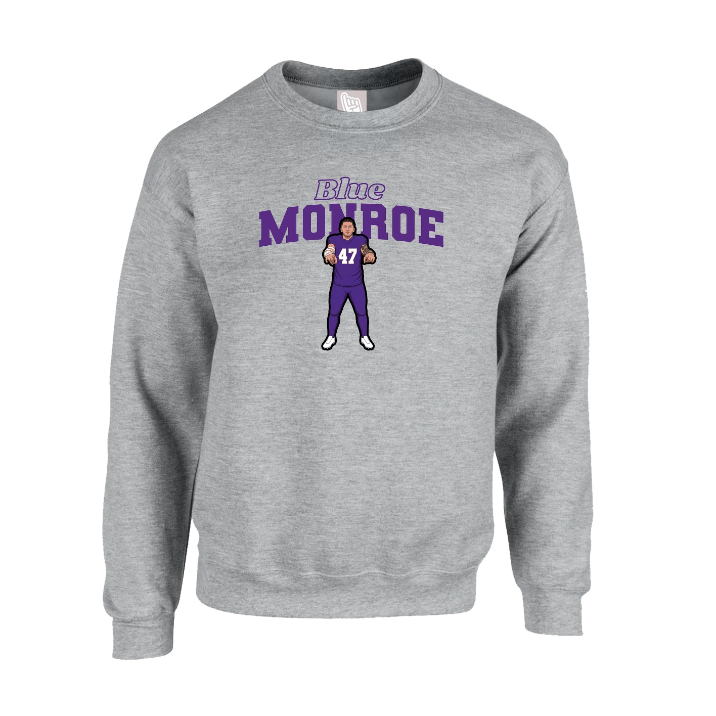 Fleece Crew — Name Arch in Grey