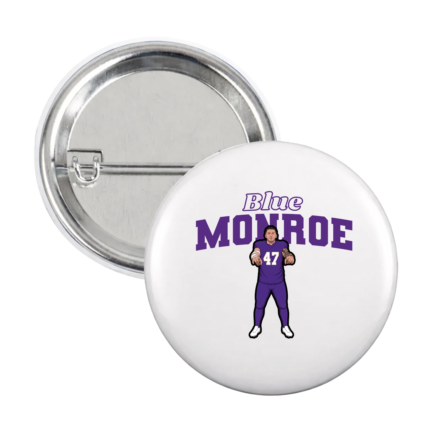 Game Day Button — Name Arch in White