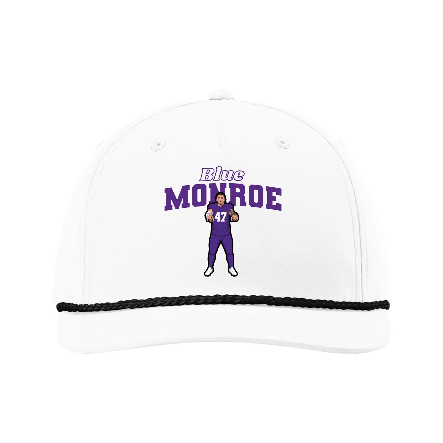 Five-Panel Classic Rope Cap — Name Arch in White