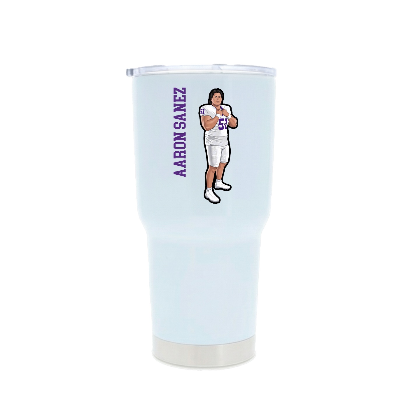 30oz Stainless Steel Tumbler — Name Vertical in White
