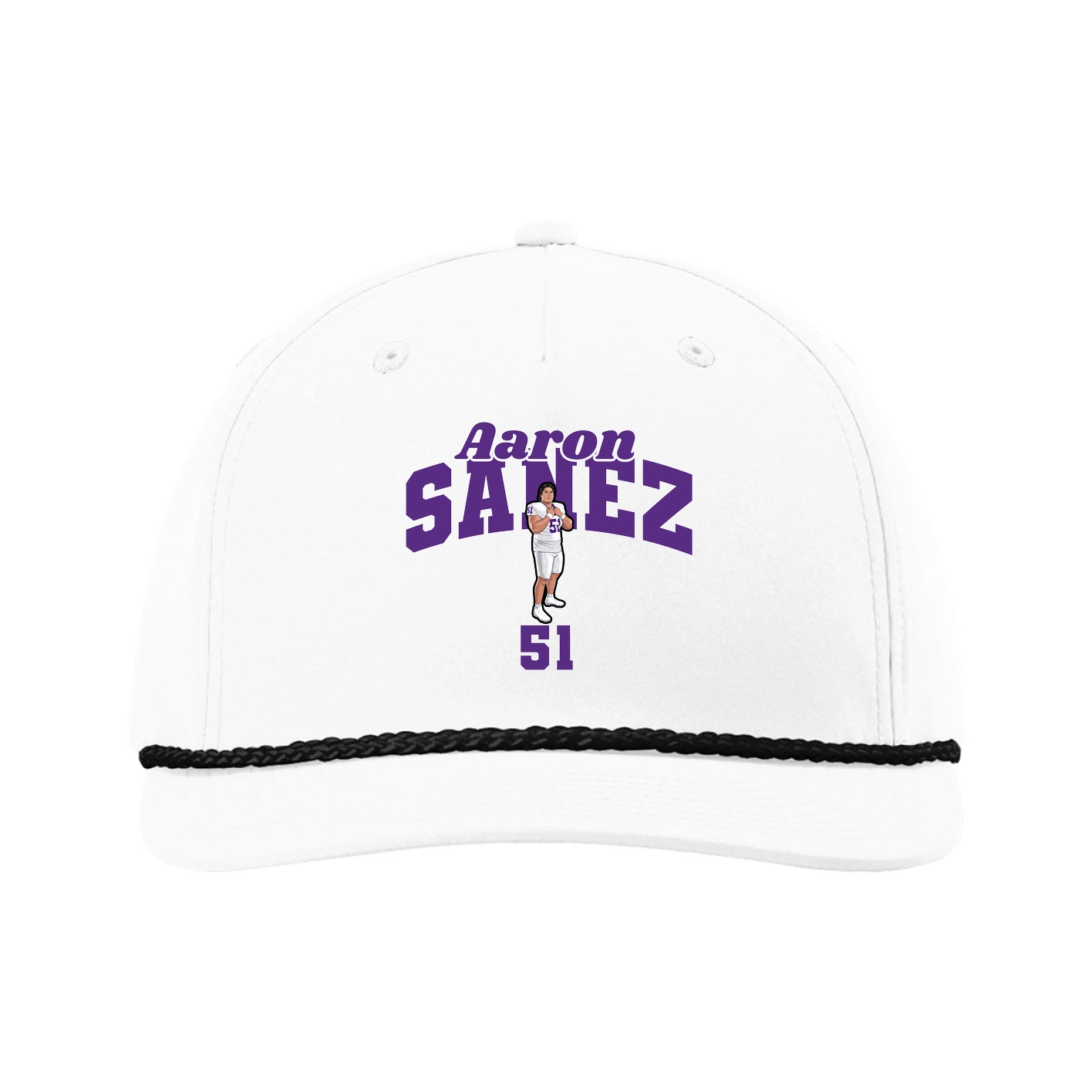 Five-Panel Classic Rope Cap — Signature Arch in White