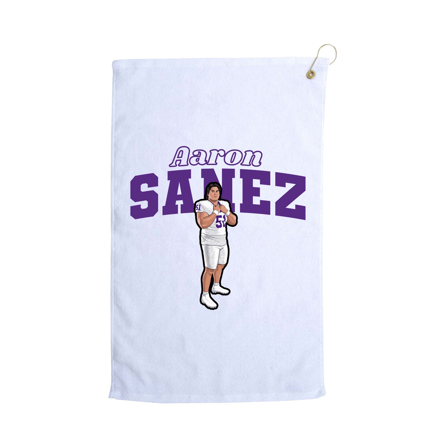 Golf Towel — Name Arch in White
