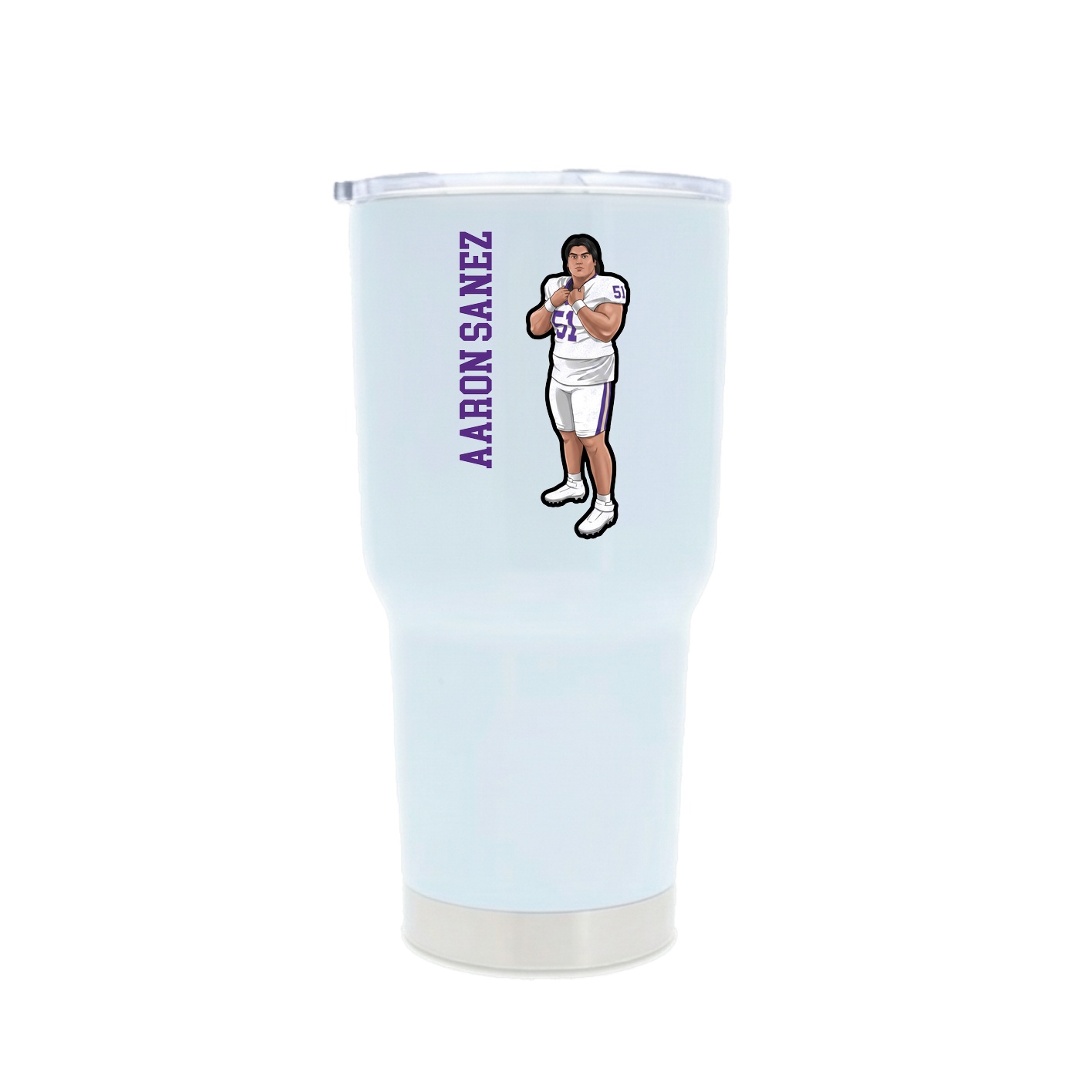 30oz Stainless Steel Tumbler — Name Vertical in White
