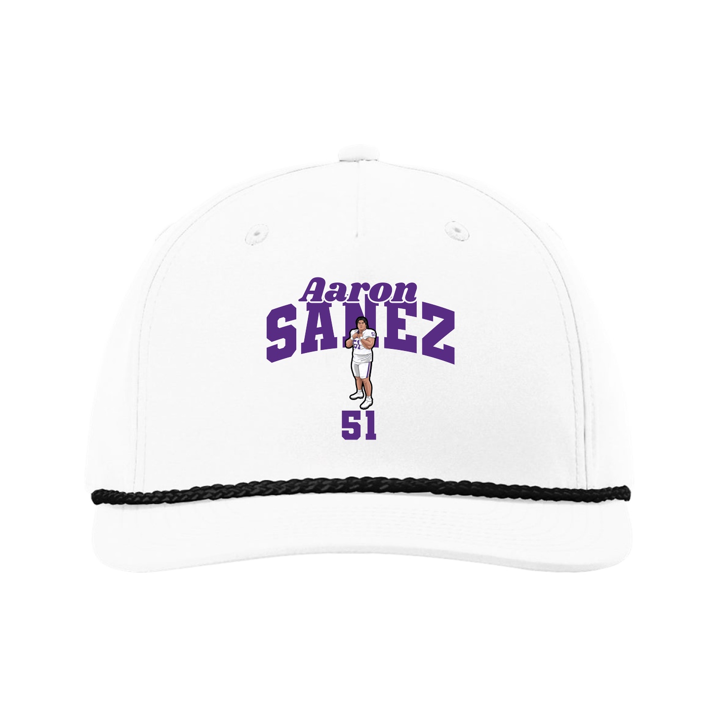 Five-Panel Classic Rope Cap — Signature Arch in White