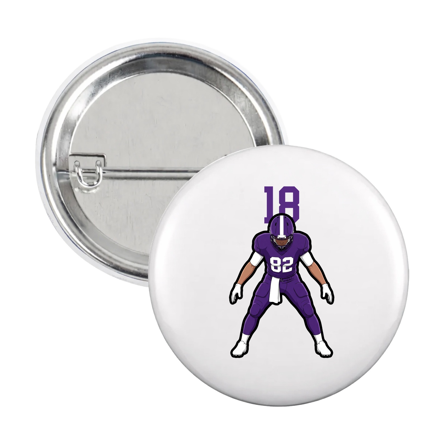 Game Day Button — Number Top in White