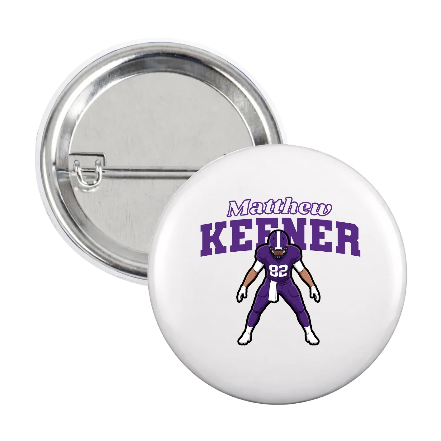 Game Day Button — Name Arch in White