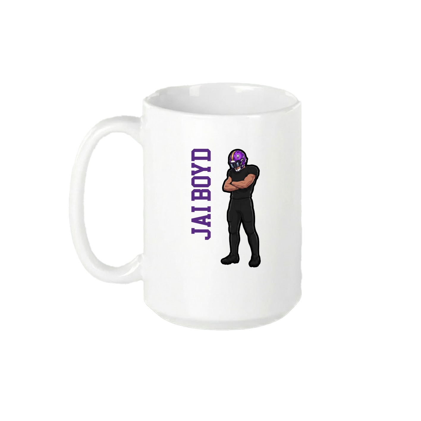 15oz Coffee Mug — Name Vertical in White