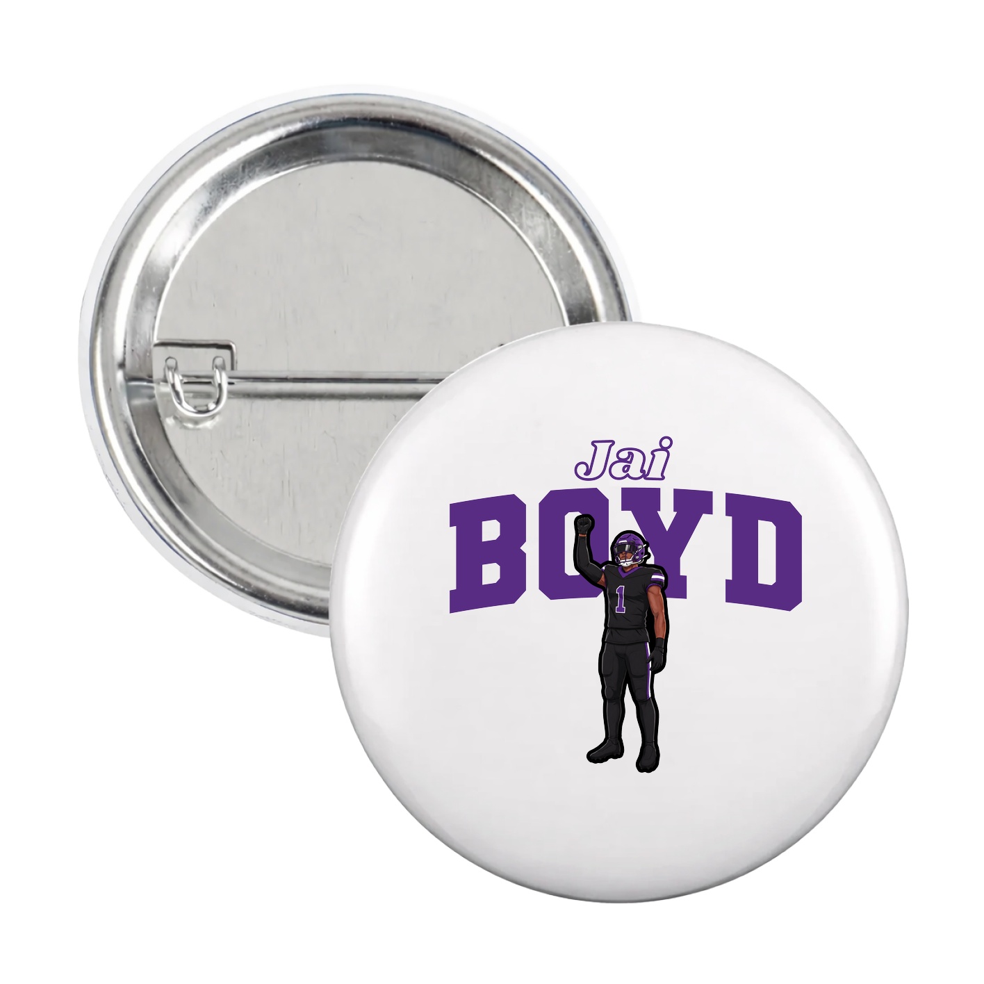 Game Day Button — Name Arch in White