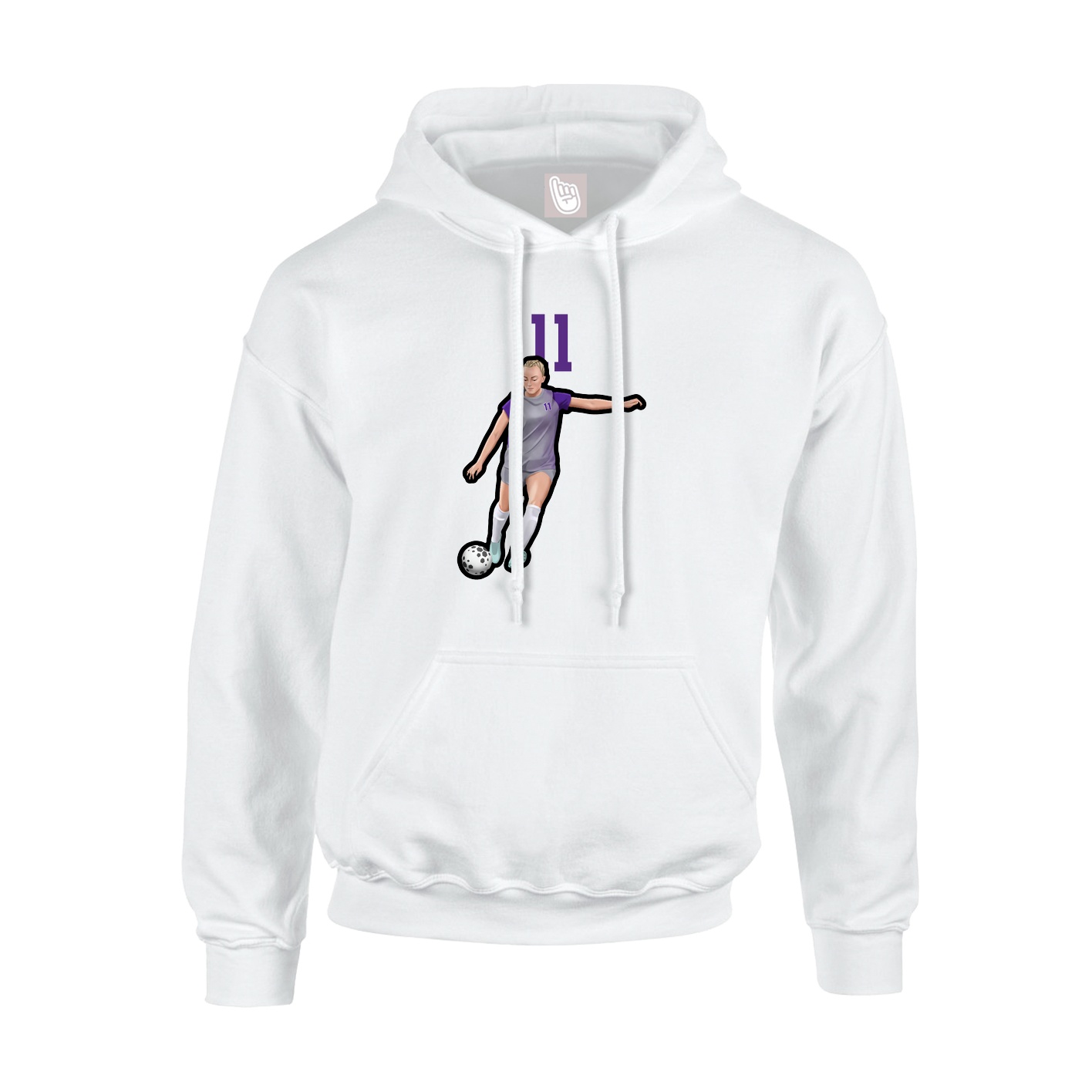 Youth Hoodie — Number Top in White