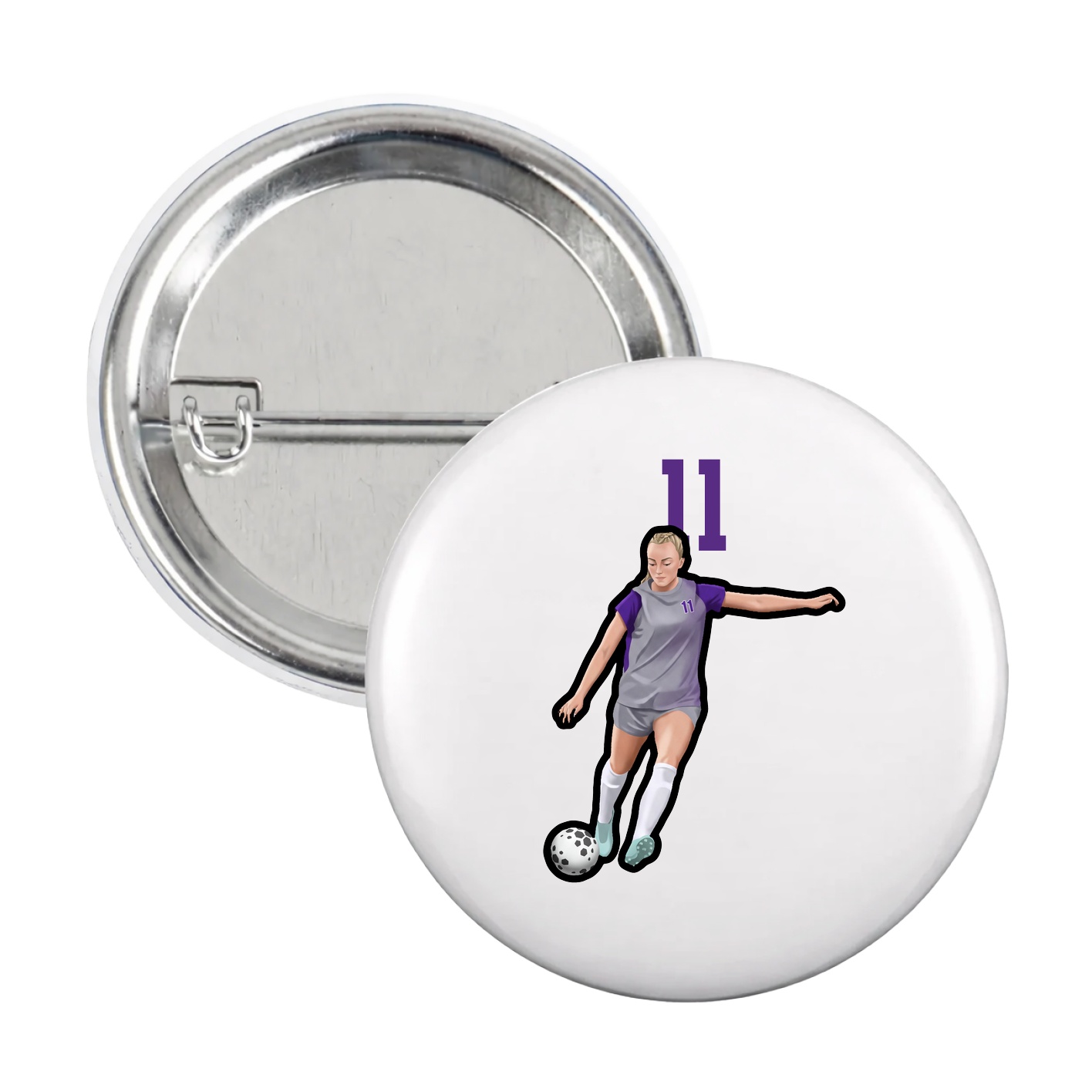 Game Day Button — Number Top in White
