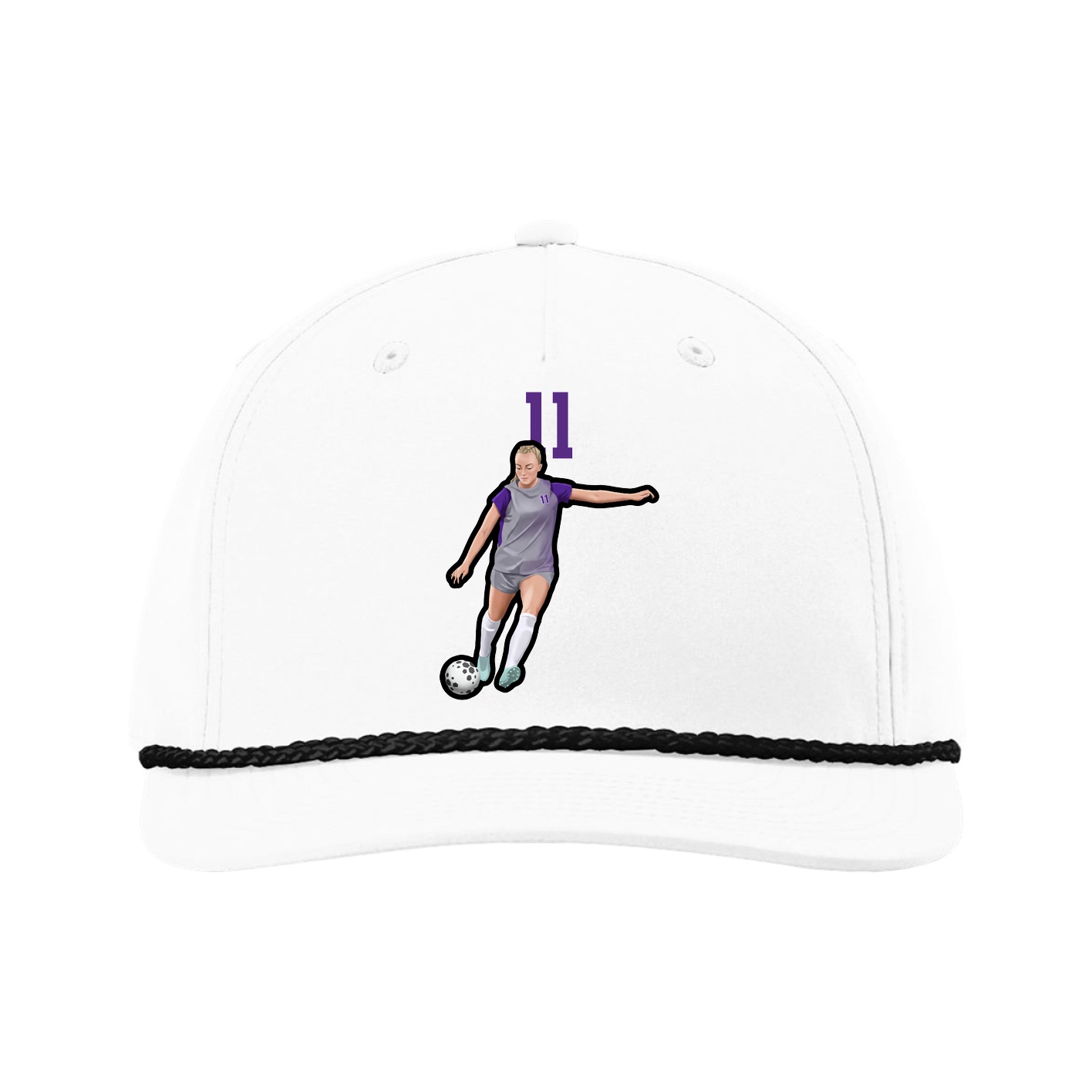 Five-Panel Classic Rope Cap — Number Top in White