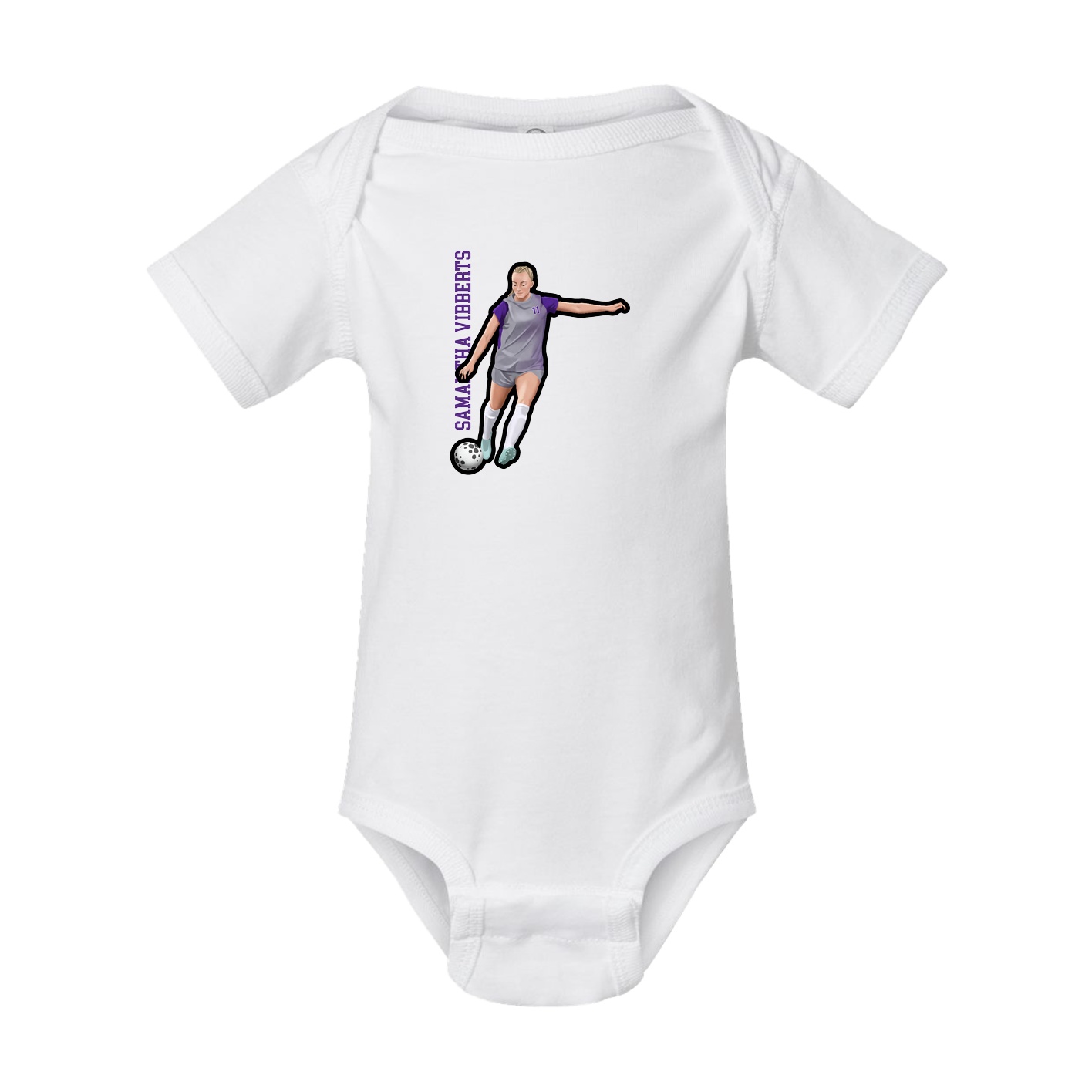 Baby Onesie — Name Vertical in White