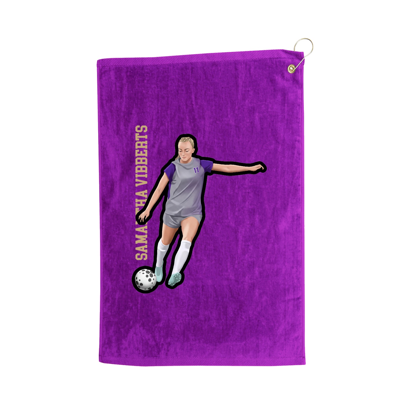Golf Towel — Name Vertical in Purple