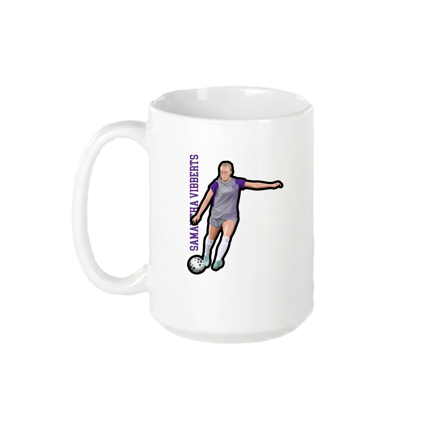 15oz Coffee Mug — Name Vertical in White