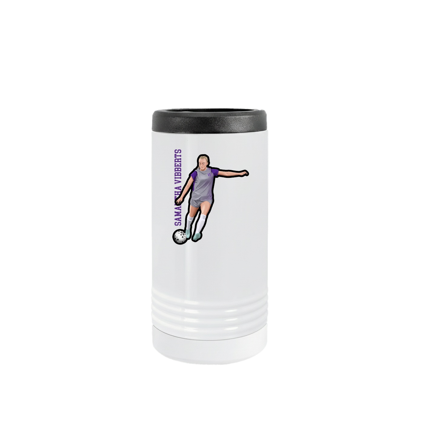 Slim Beverage Holder — Name Vertical in White