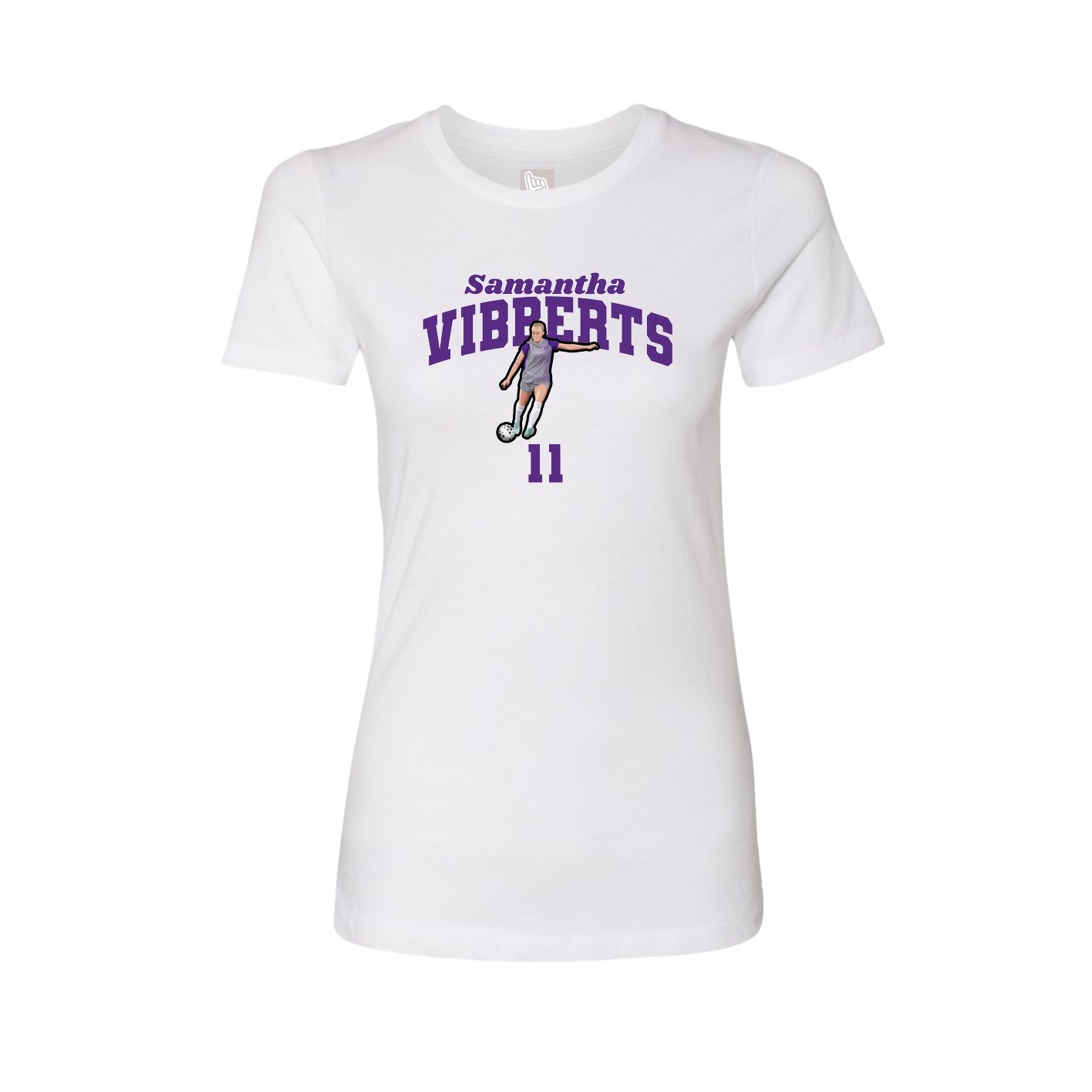 Fitted Women's Tee — Signature Arch in White