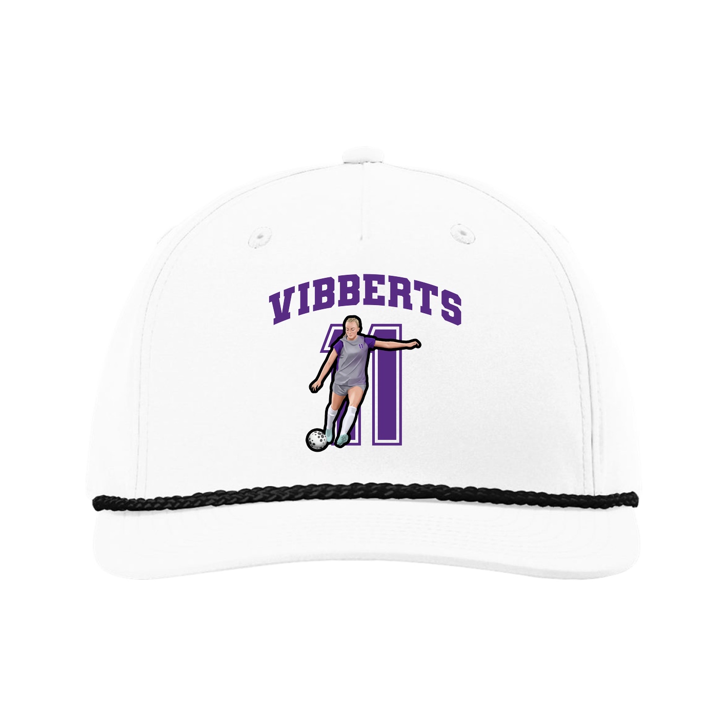 Five-Panel Classic Rope Cap — Number in White