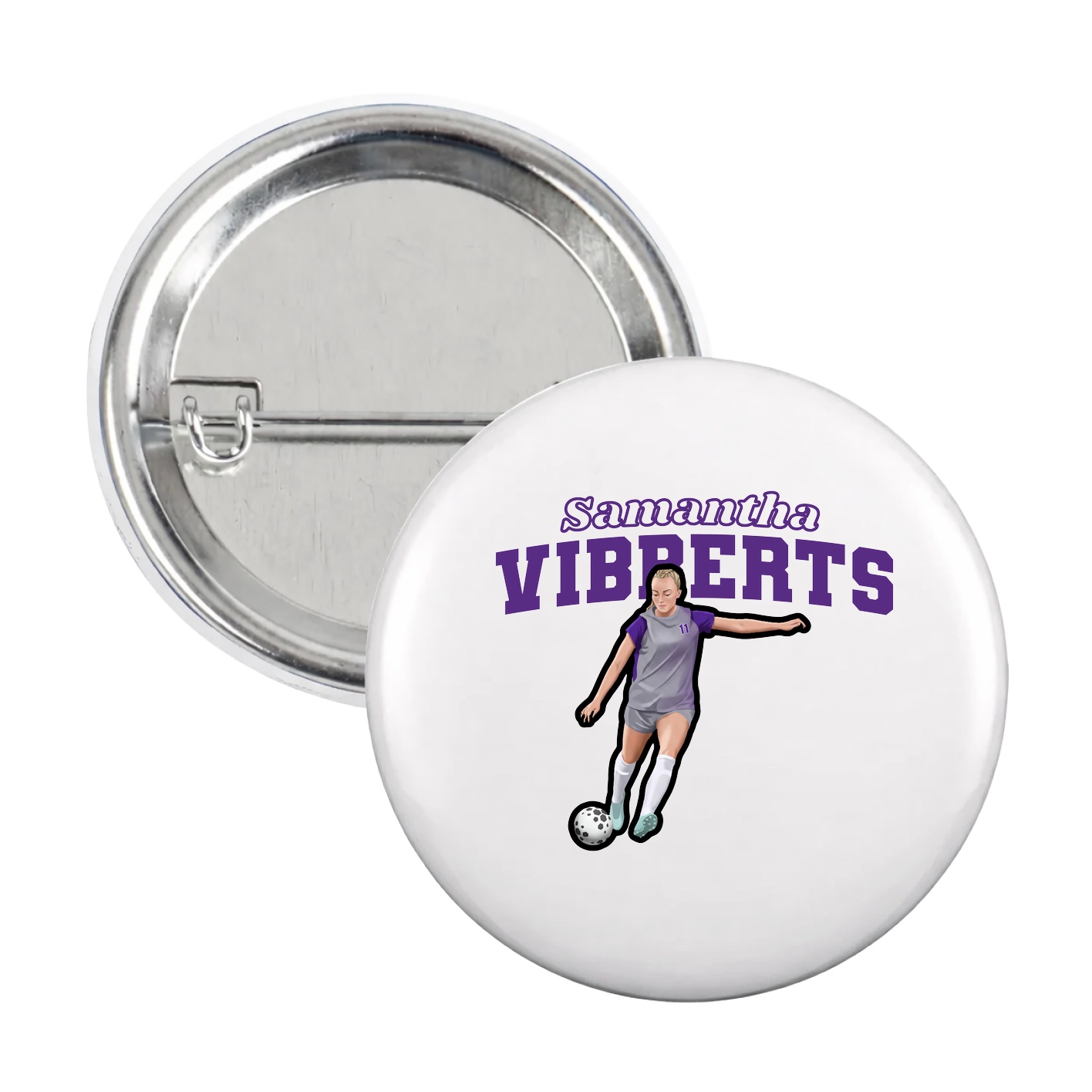 Game Day Button — Name Arch in White