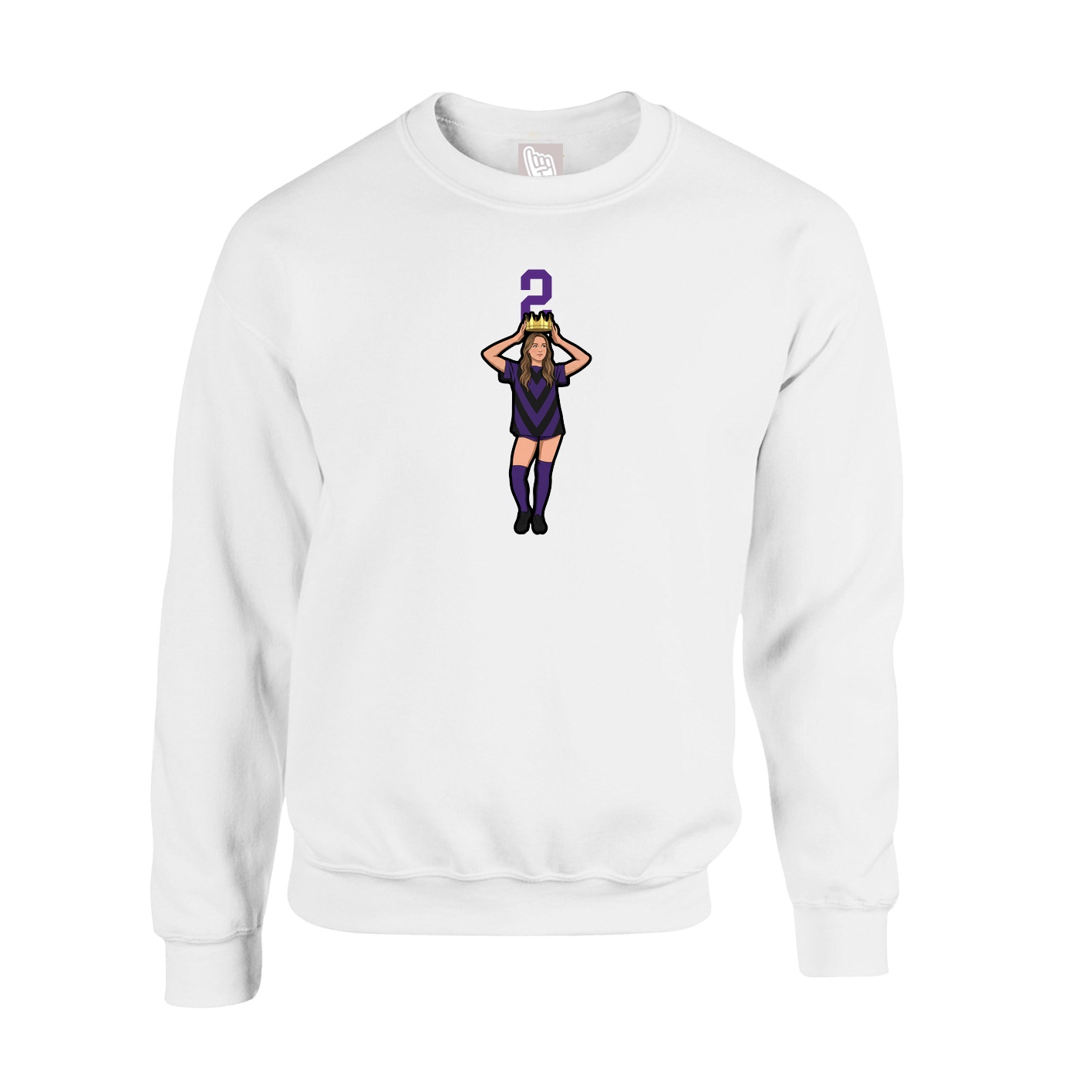 Fleece Crew — Number Top in White
