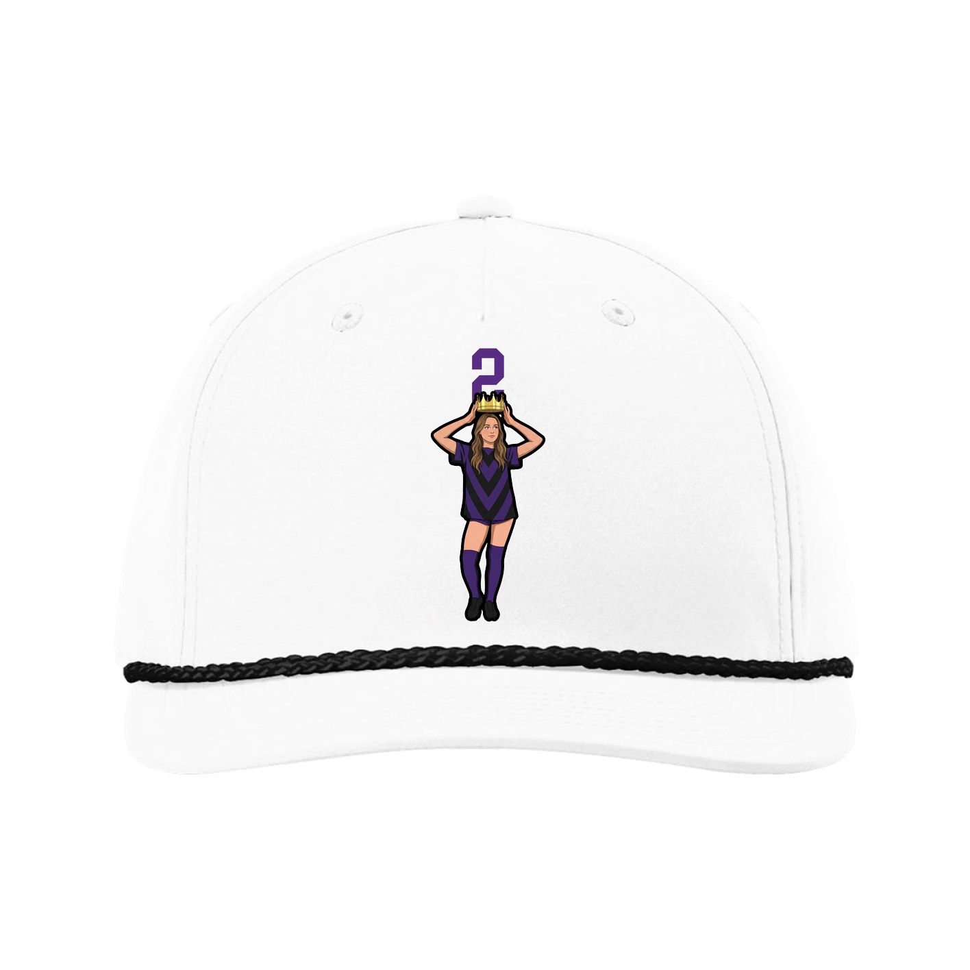 Five-Panel Classic Rope Cap — Number Top in White