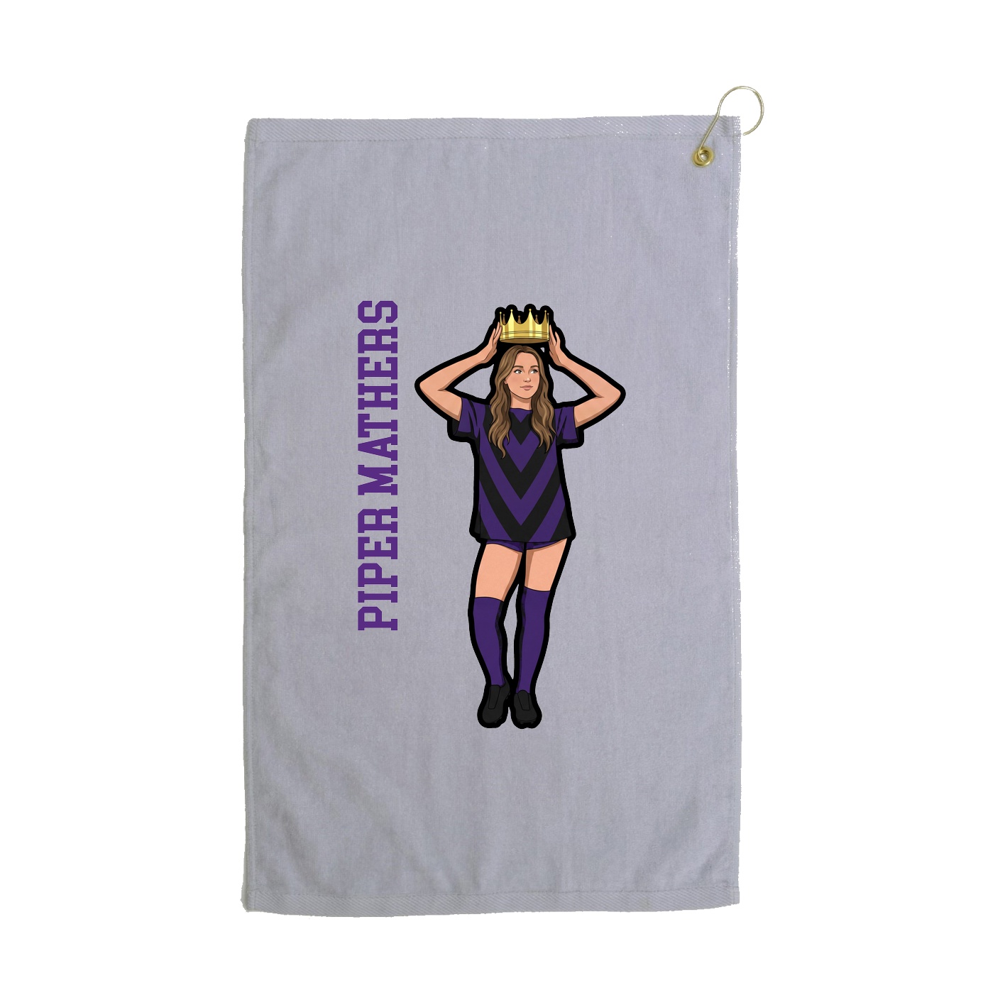 Golf Towel — Name Vertical in Grey