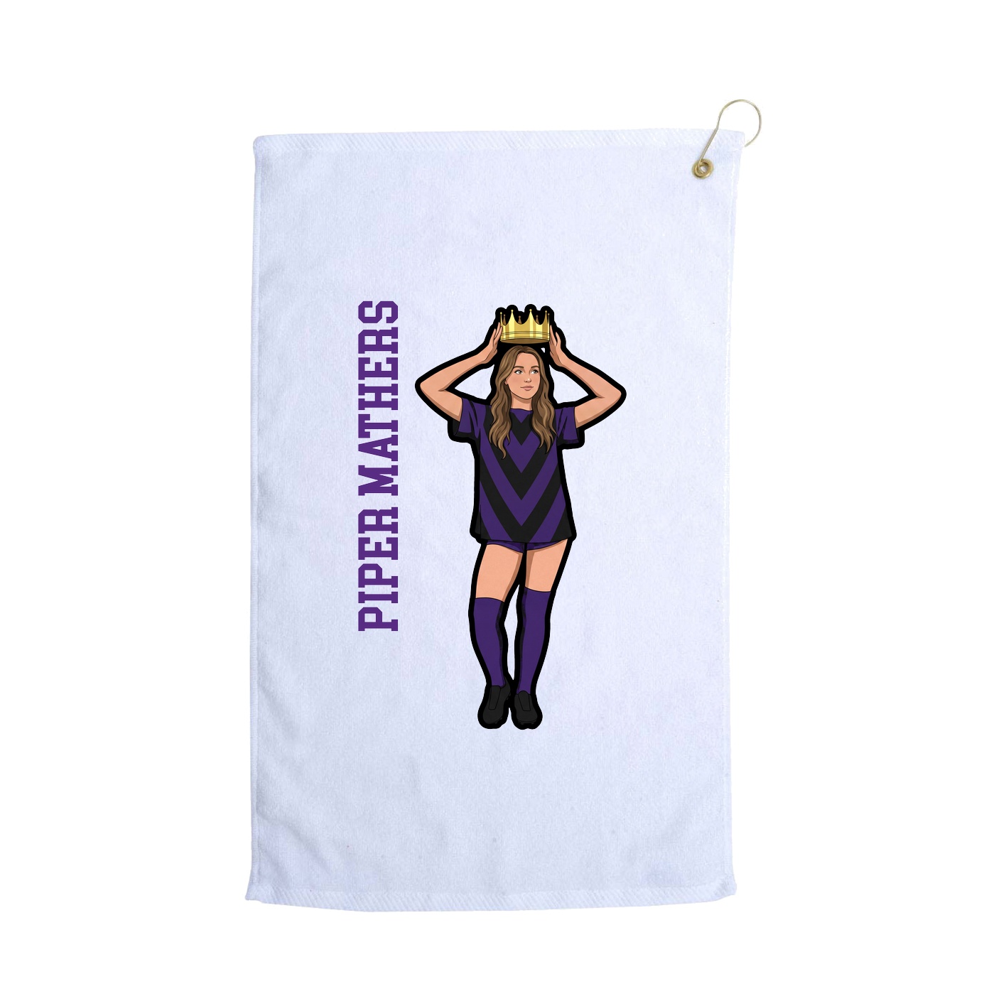 Golf Towel — Name Vertical in White