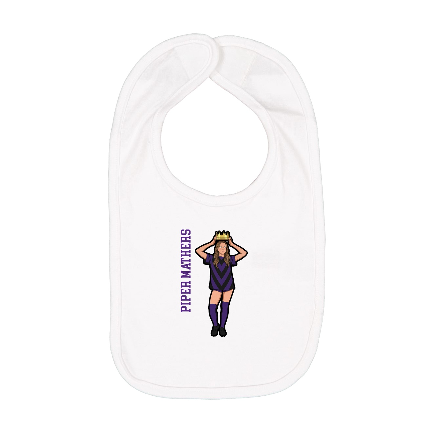 Infant Bib — Name Vertical in White