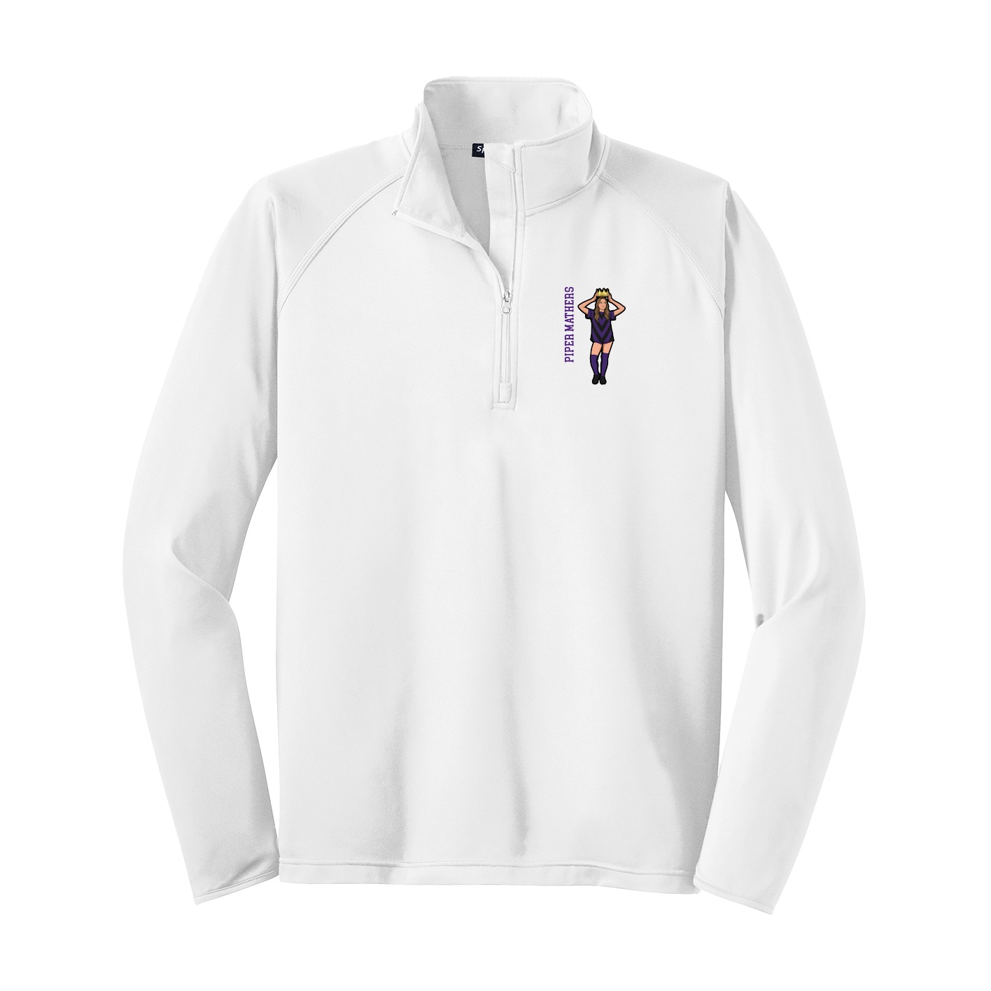 Q-Zip Pullover — Name Vertical in White