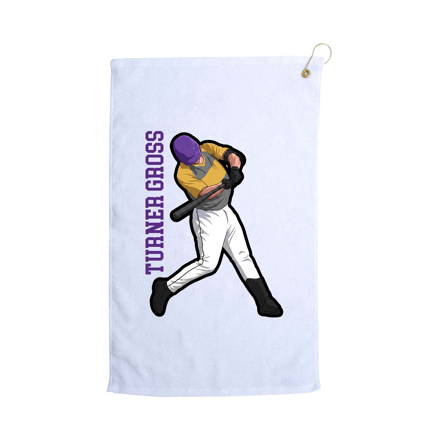 Golf Towel — Name Vertical in White