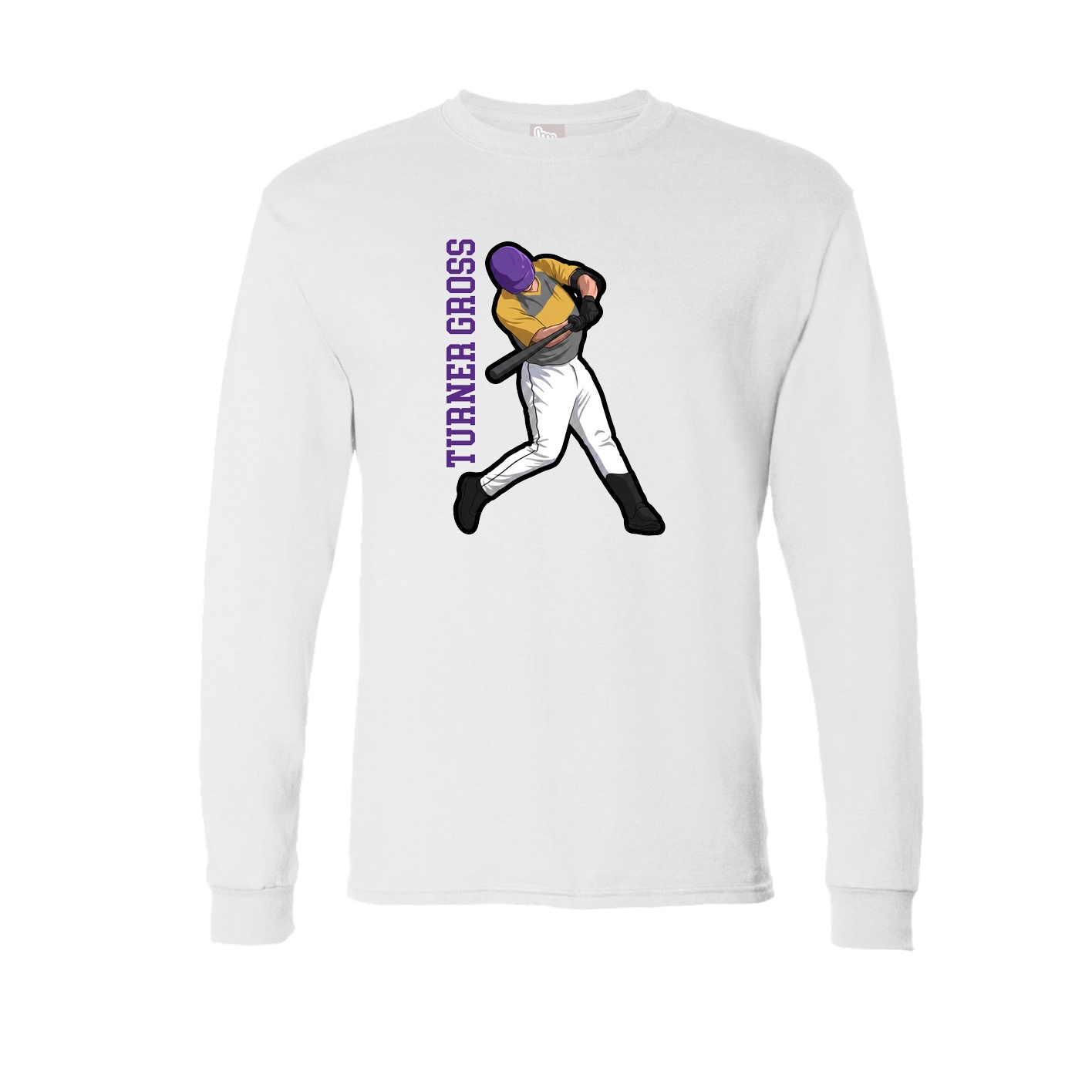 Long Sleeve Tee — Name Vertical in White