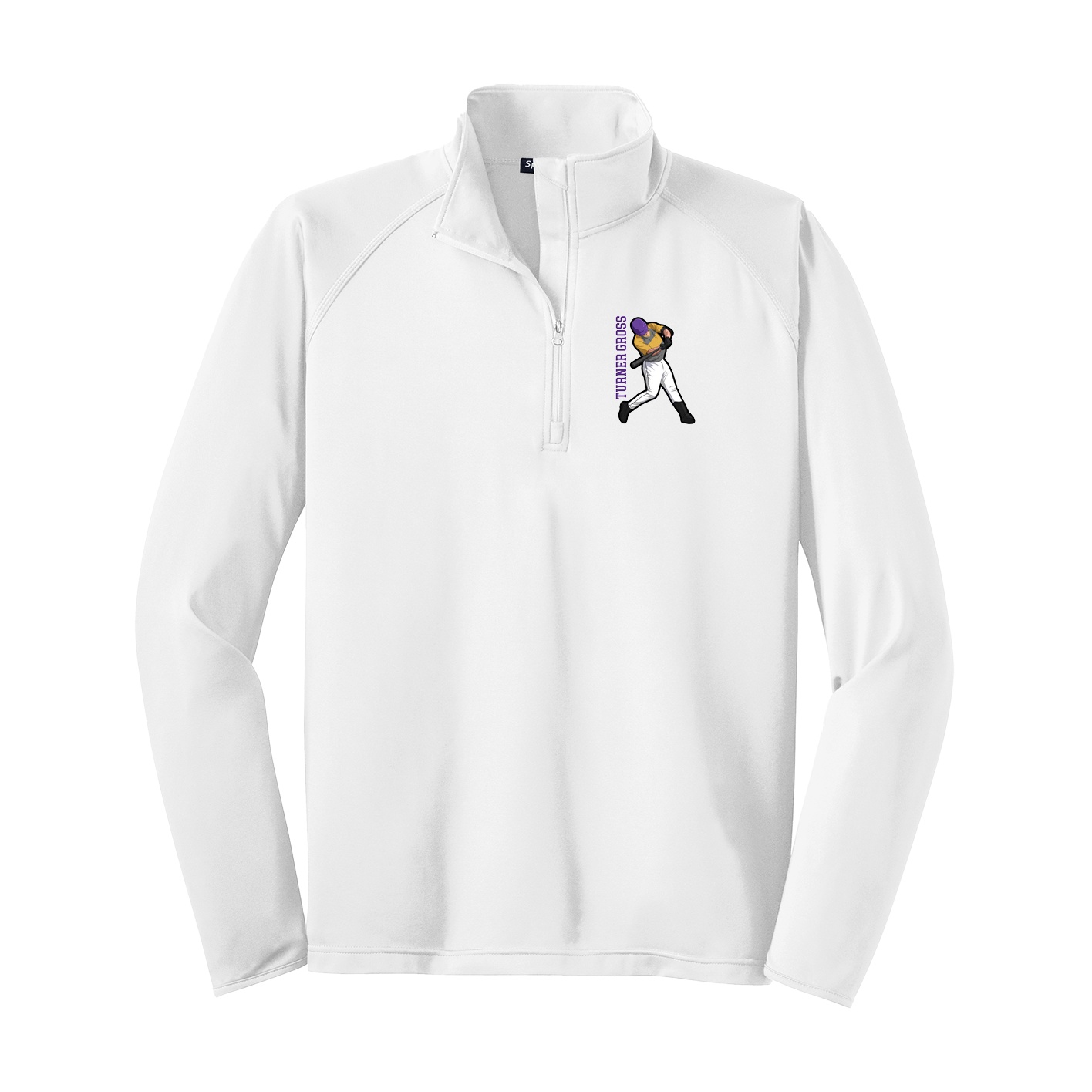 Q-Zip Pullover — Name Vertical in White