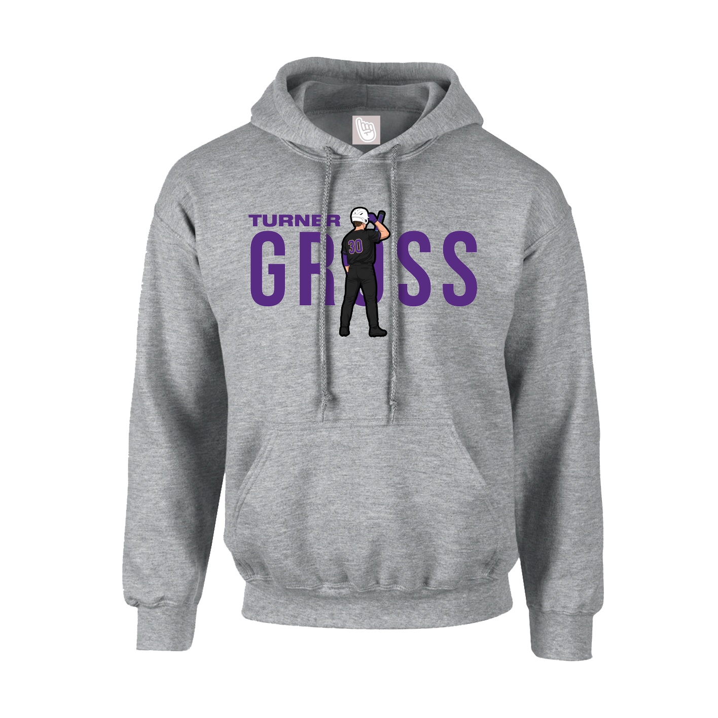 Youth Hoodie — Player Name in Grey