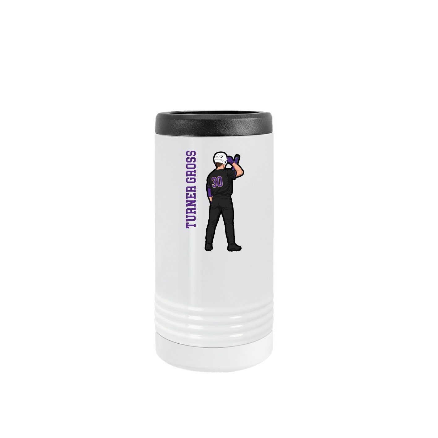 Slim Beverage Holder — Name Vertical in White