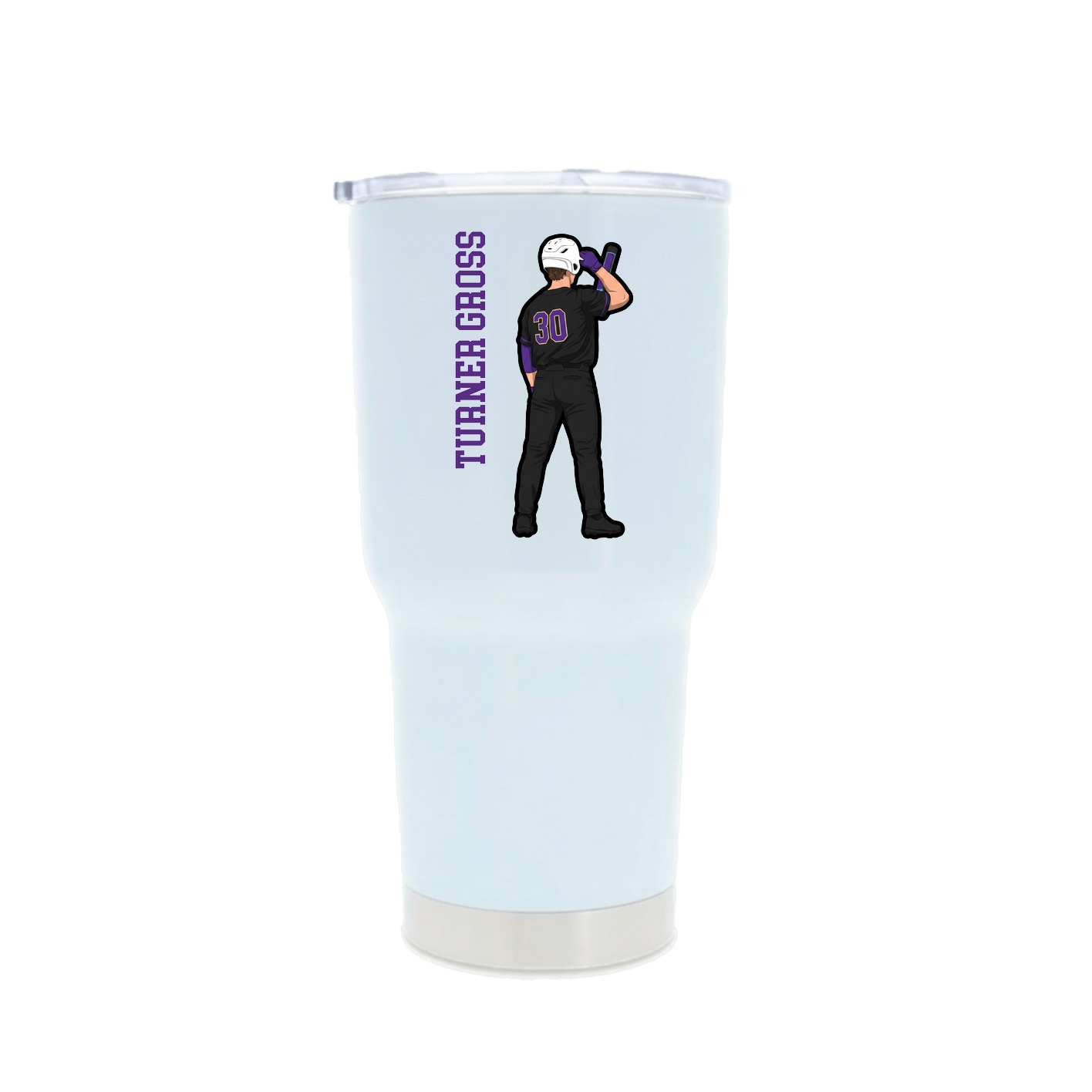 30oz Stainless Steel Tumbler — Name Vertical in White
