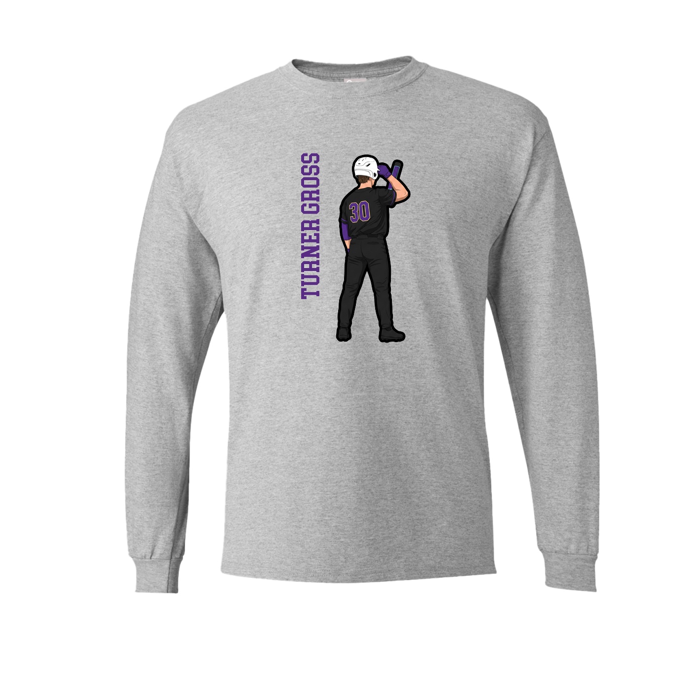 Long Sleeve Tee — Name Vertical in Grey