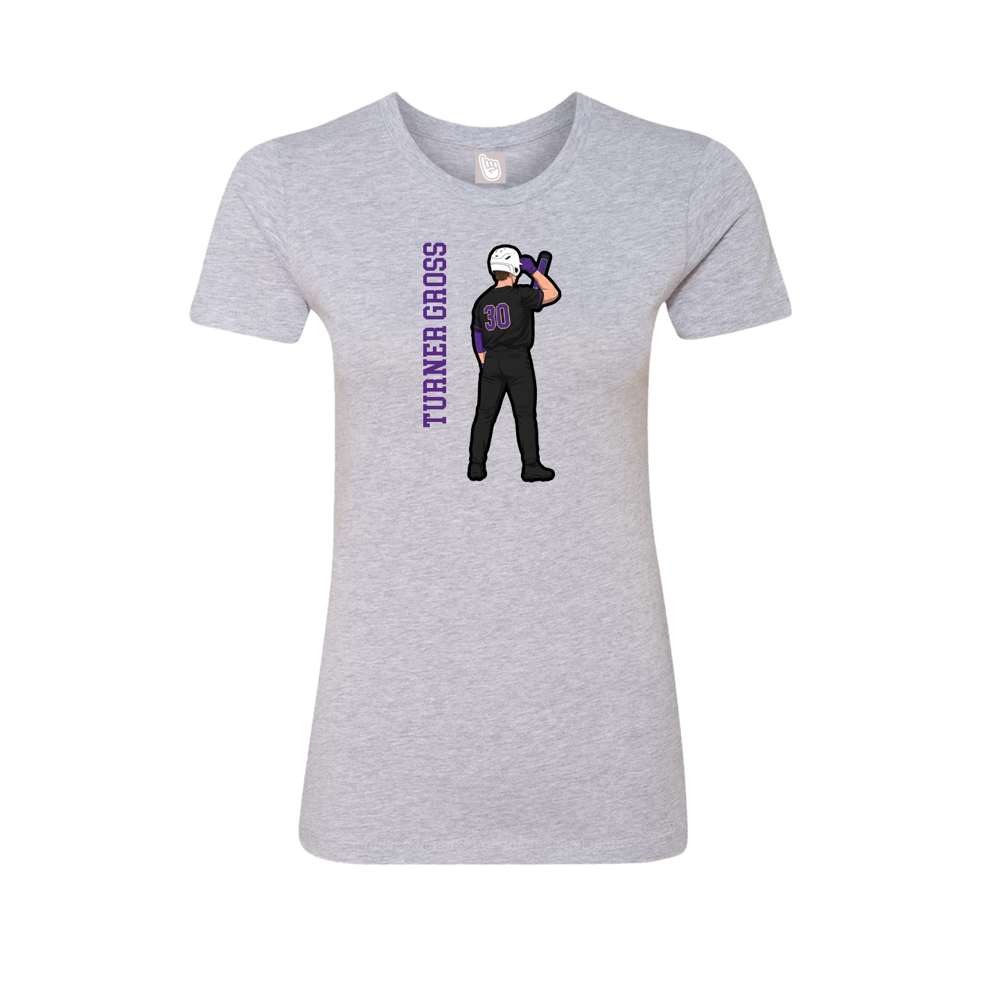 Fitted Women's Tee — Name Vertical in Grey