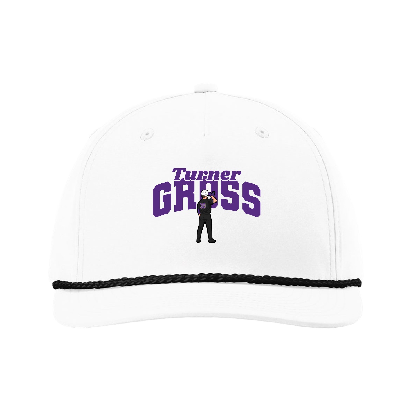 Five-Panel Classic Rope Cap — Signature Arch in White