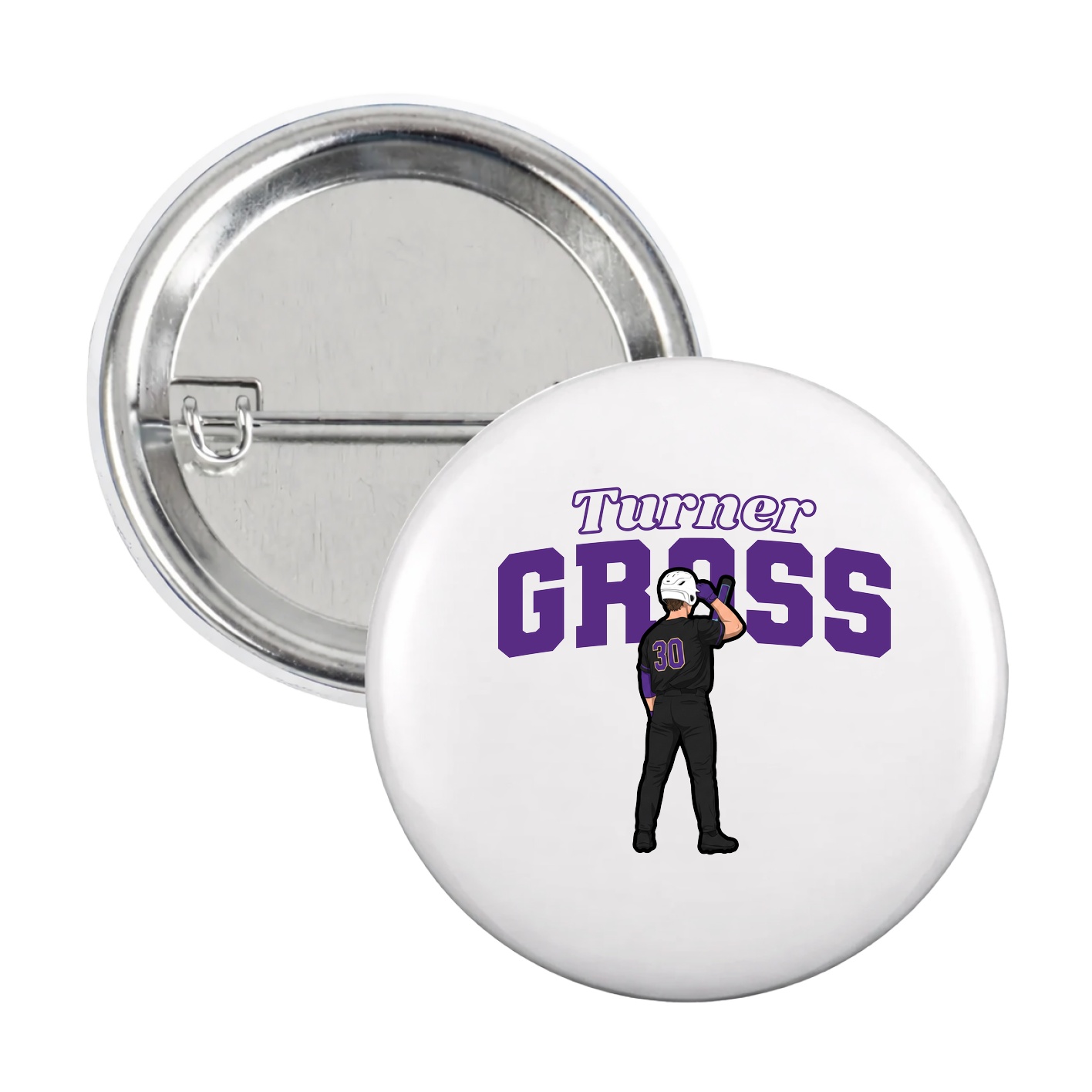 Game Day Button — Name Arch in White