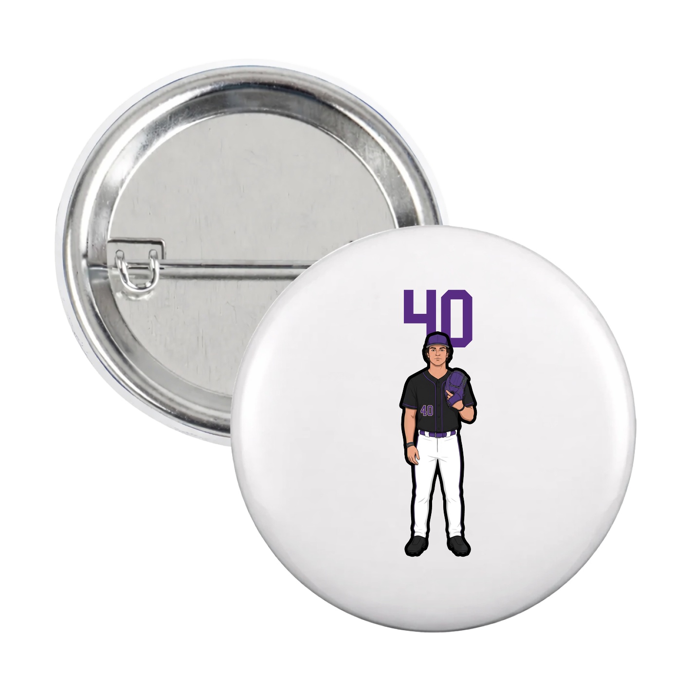 Game Day Button — Number Top in White