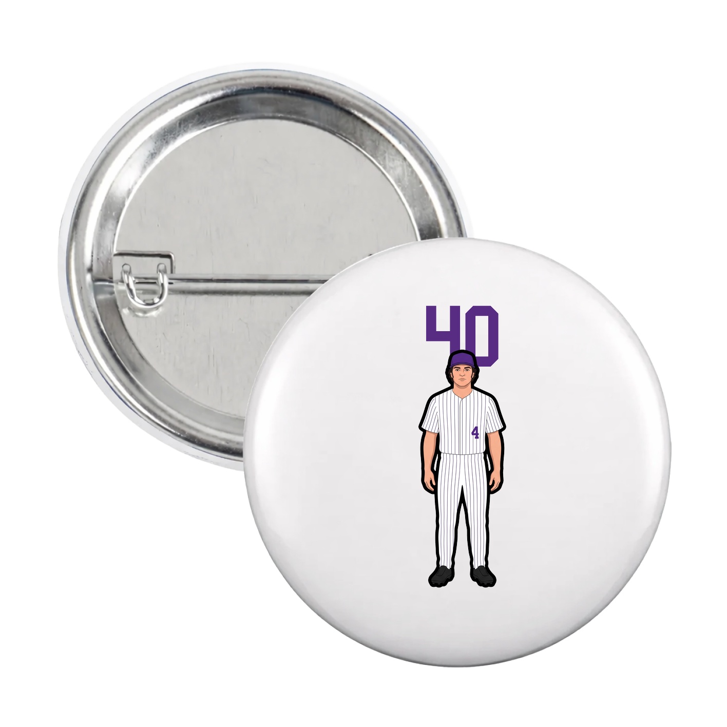 Game Day Button — Number Top in White