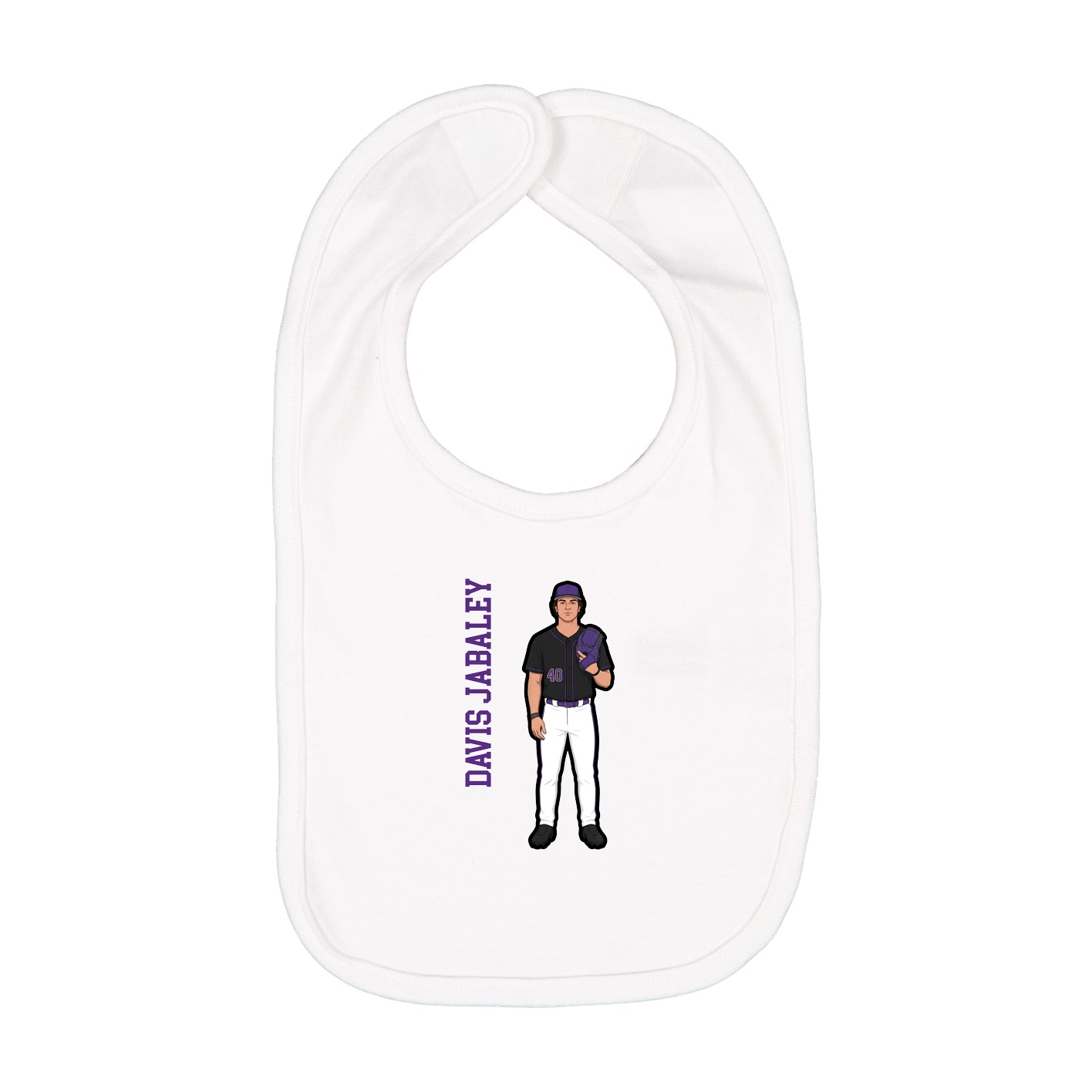 Infant Bib — Name Vertical in White