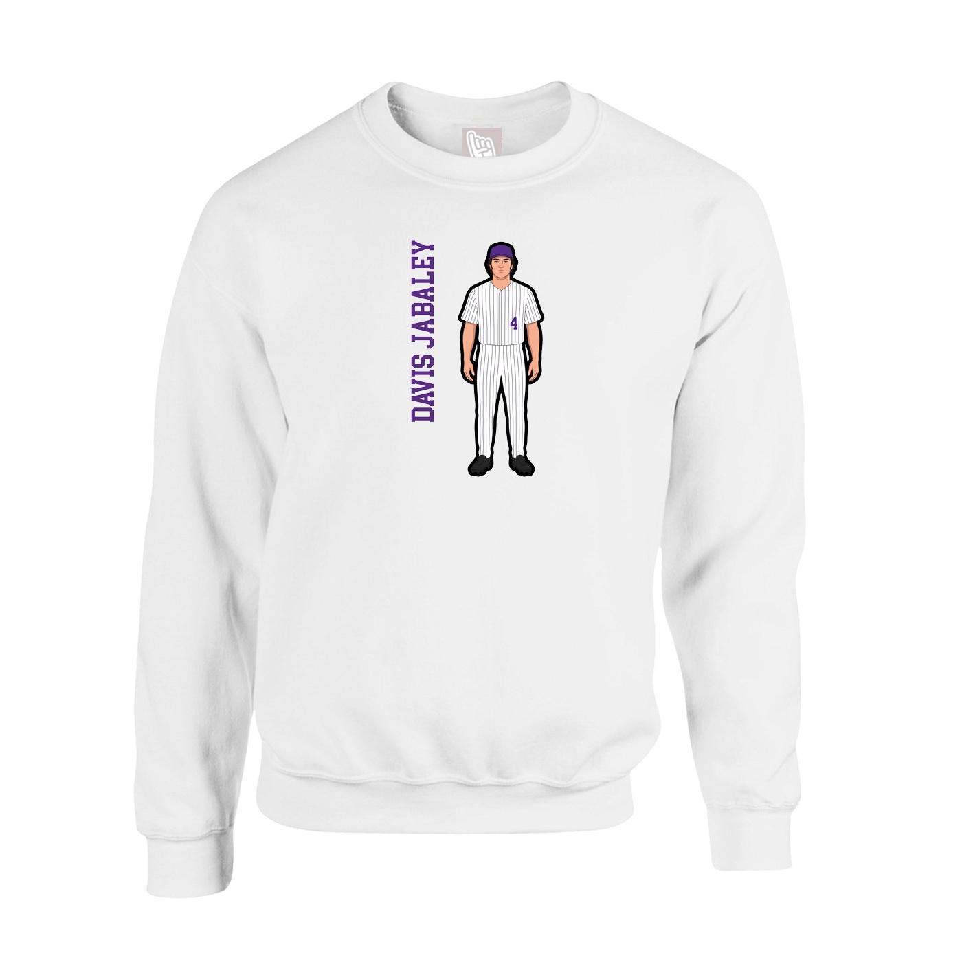 Fleece Crew — Name Vertical in White