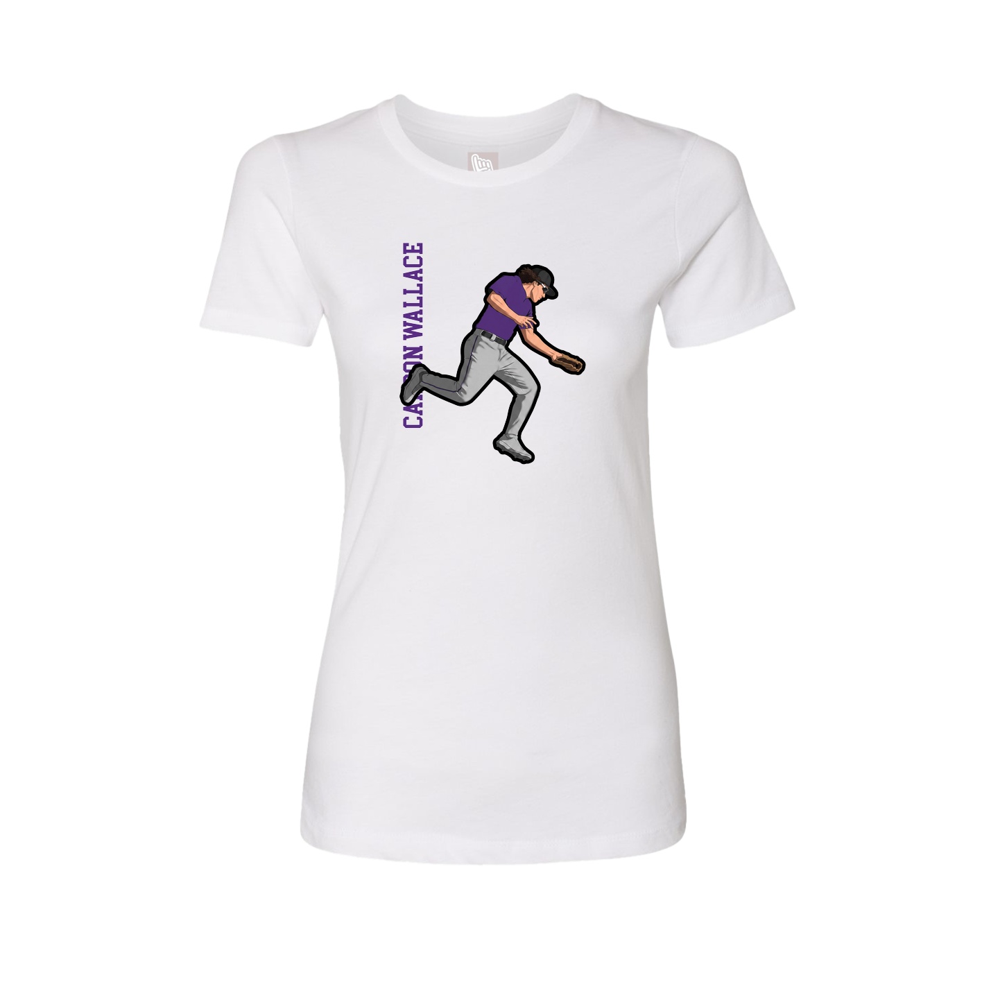 Fitted Women's Tee — Name Vertical in White