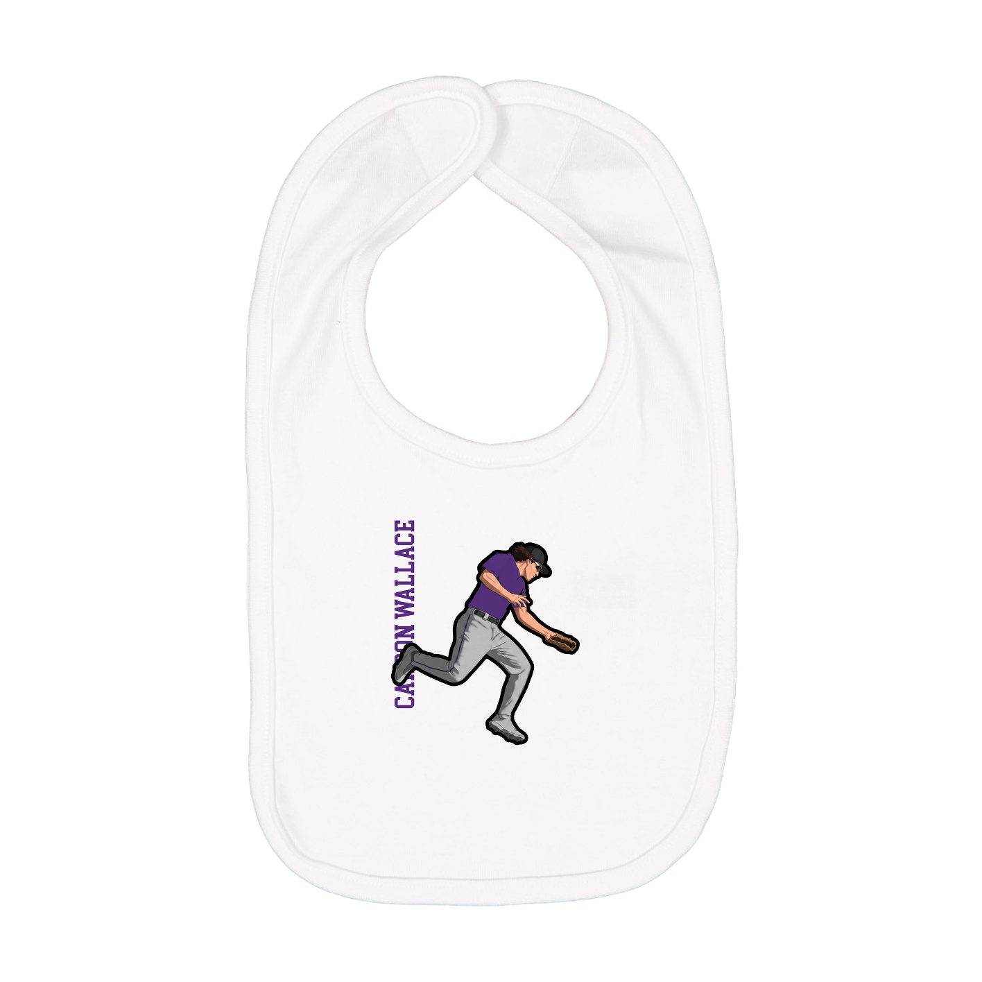 Infant Bib — Name Vertical in White