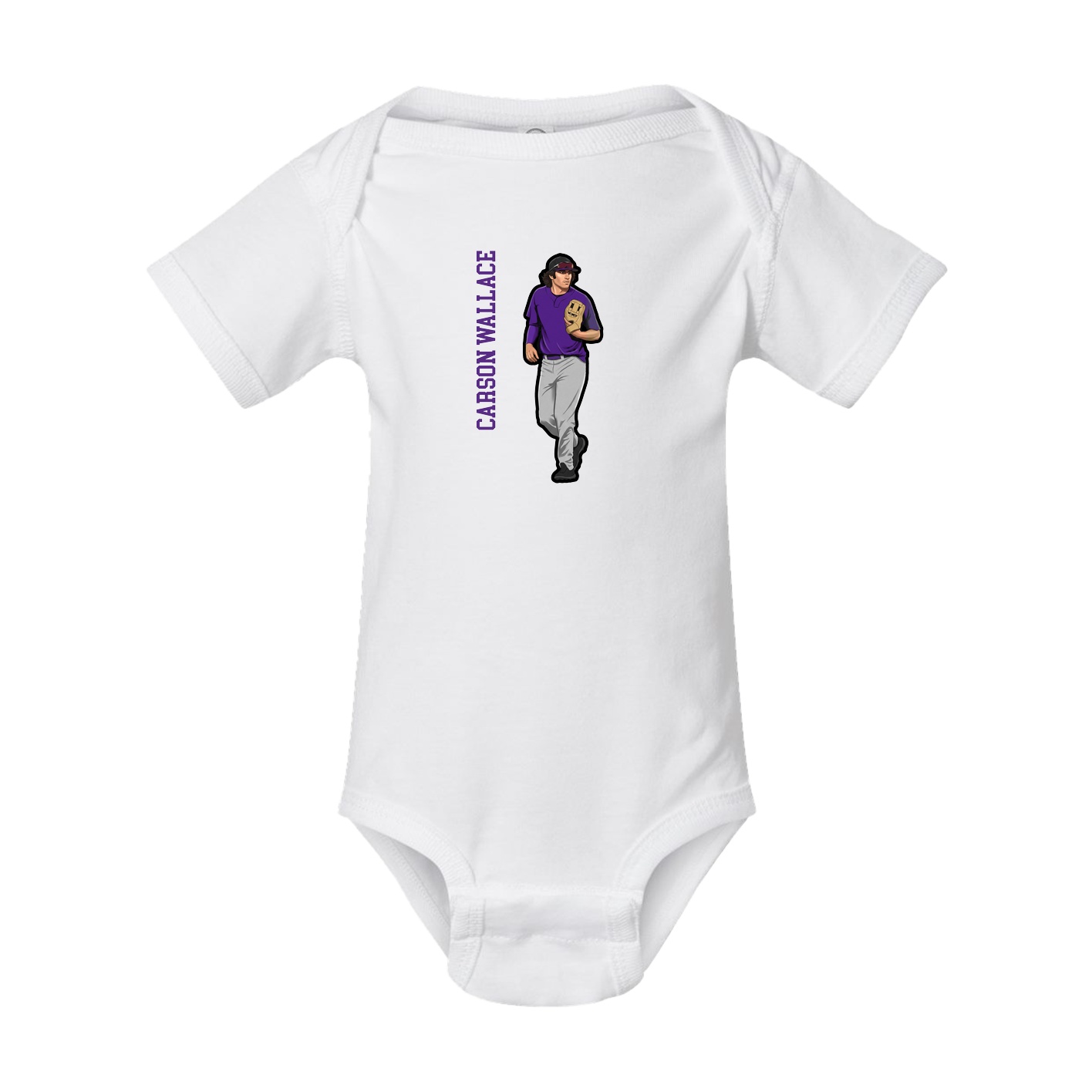 Baby Onesie — Name Vertical in White