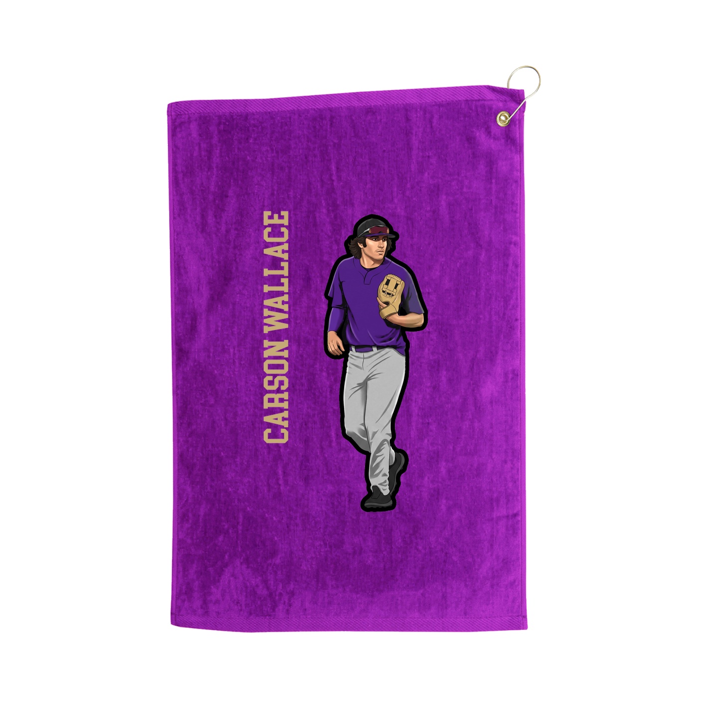 Golf Towel — Name Vertical in Purple