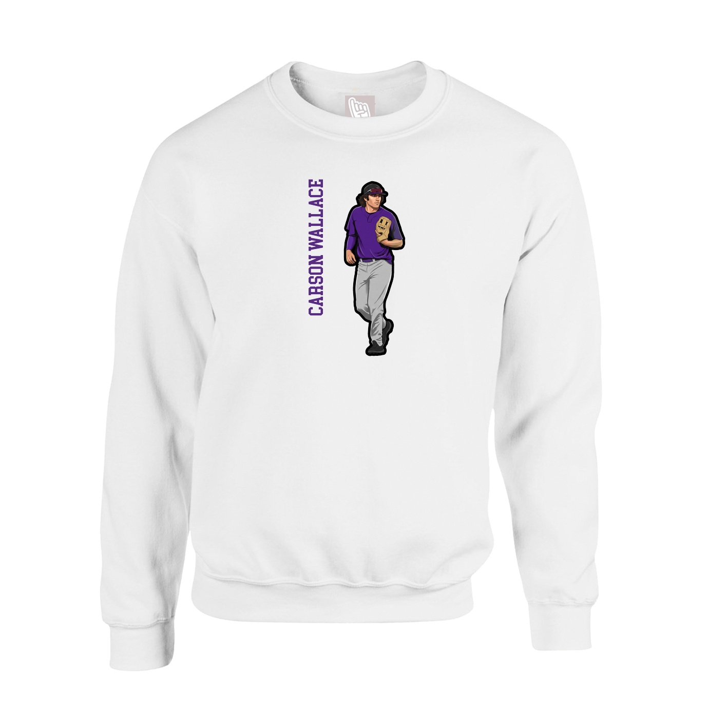 Fleece Crew — Name Vertical in White