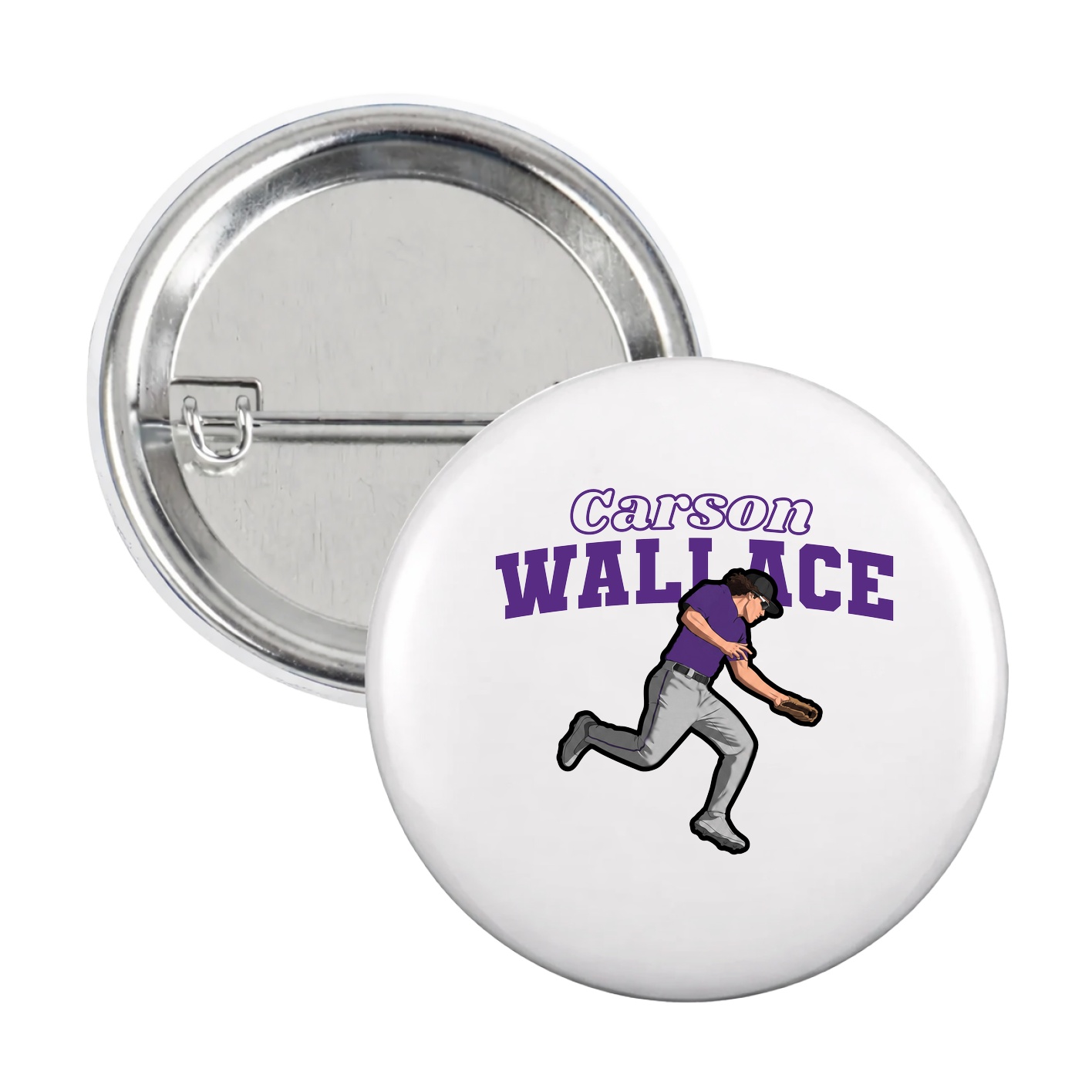Game Day Button — Name Arch in White