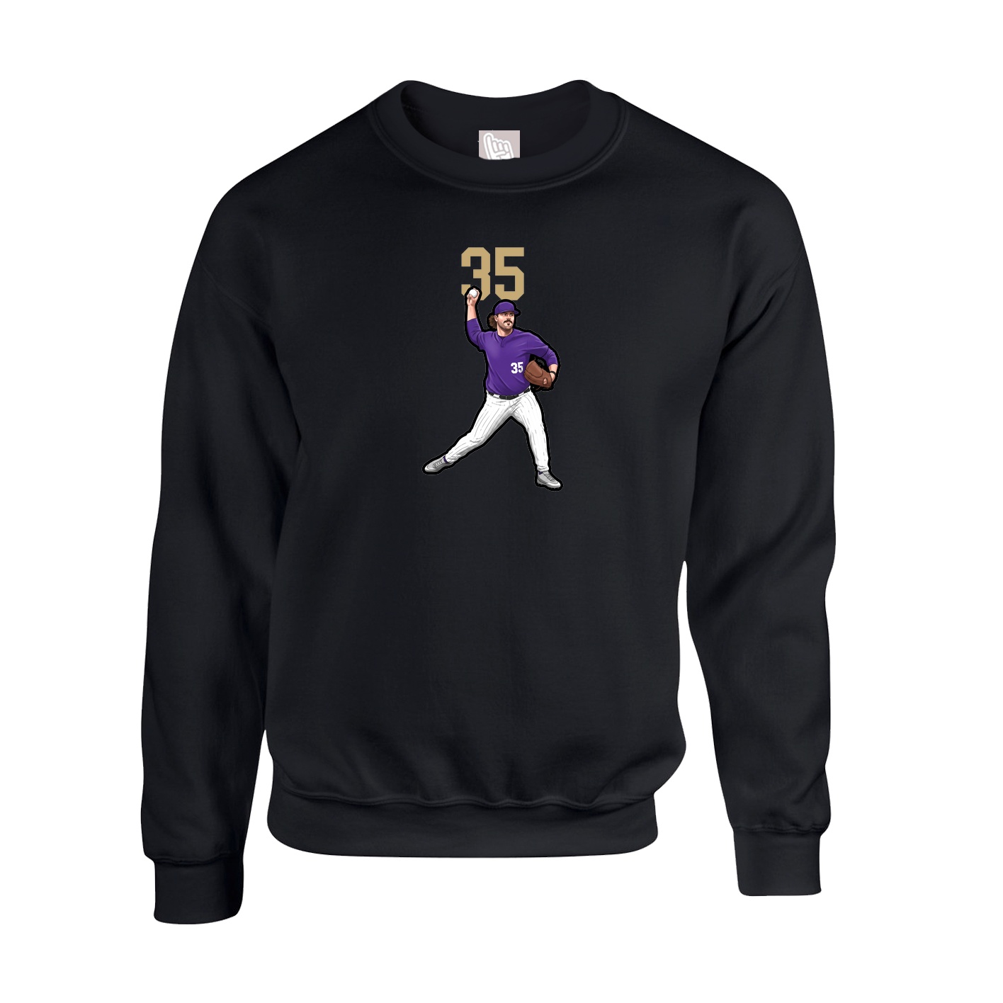 Fleece Crew — Number Top in Black